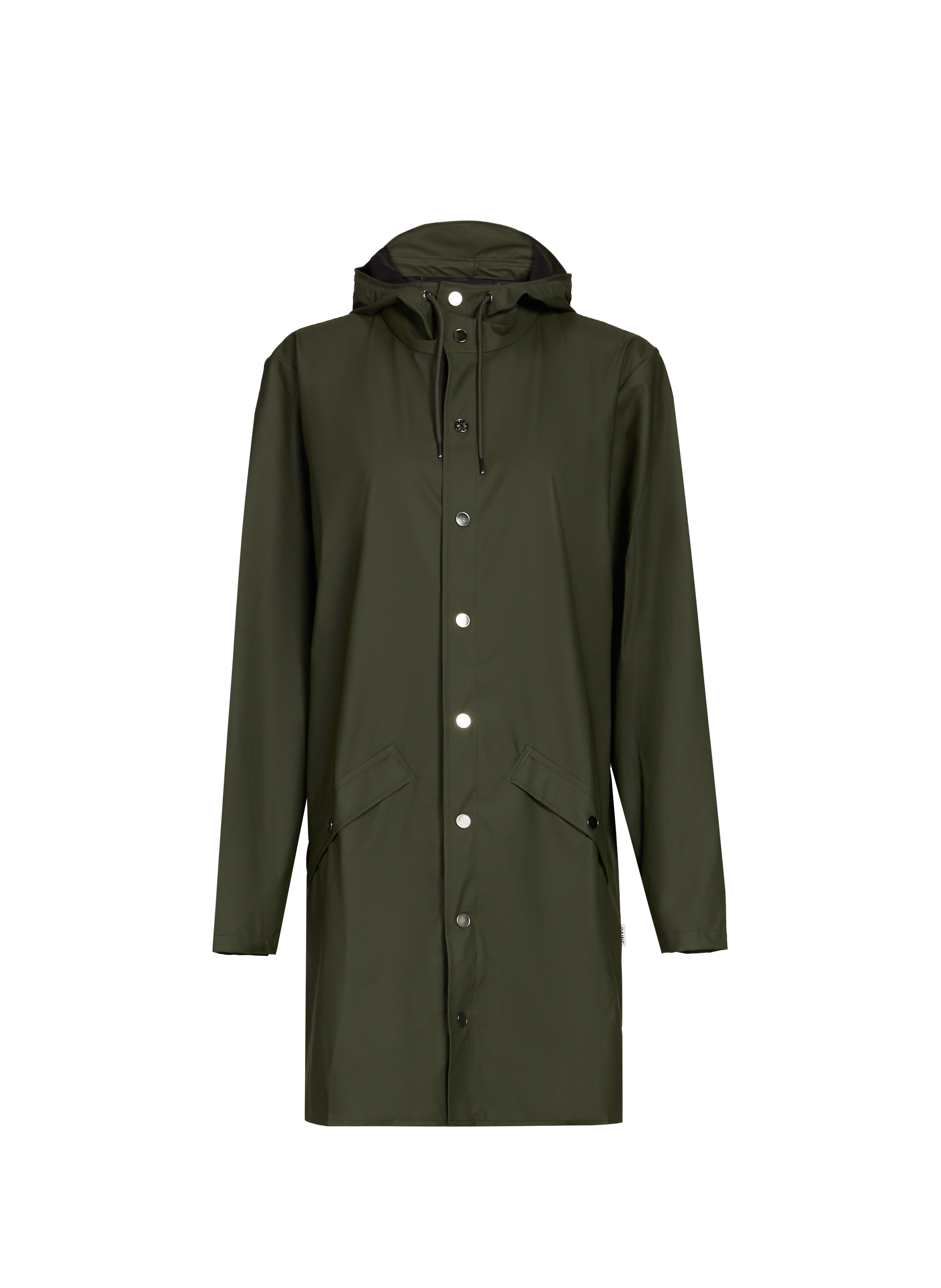 RAINS Long waterproof hooded jacket Green