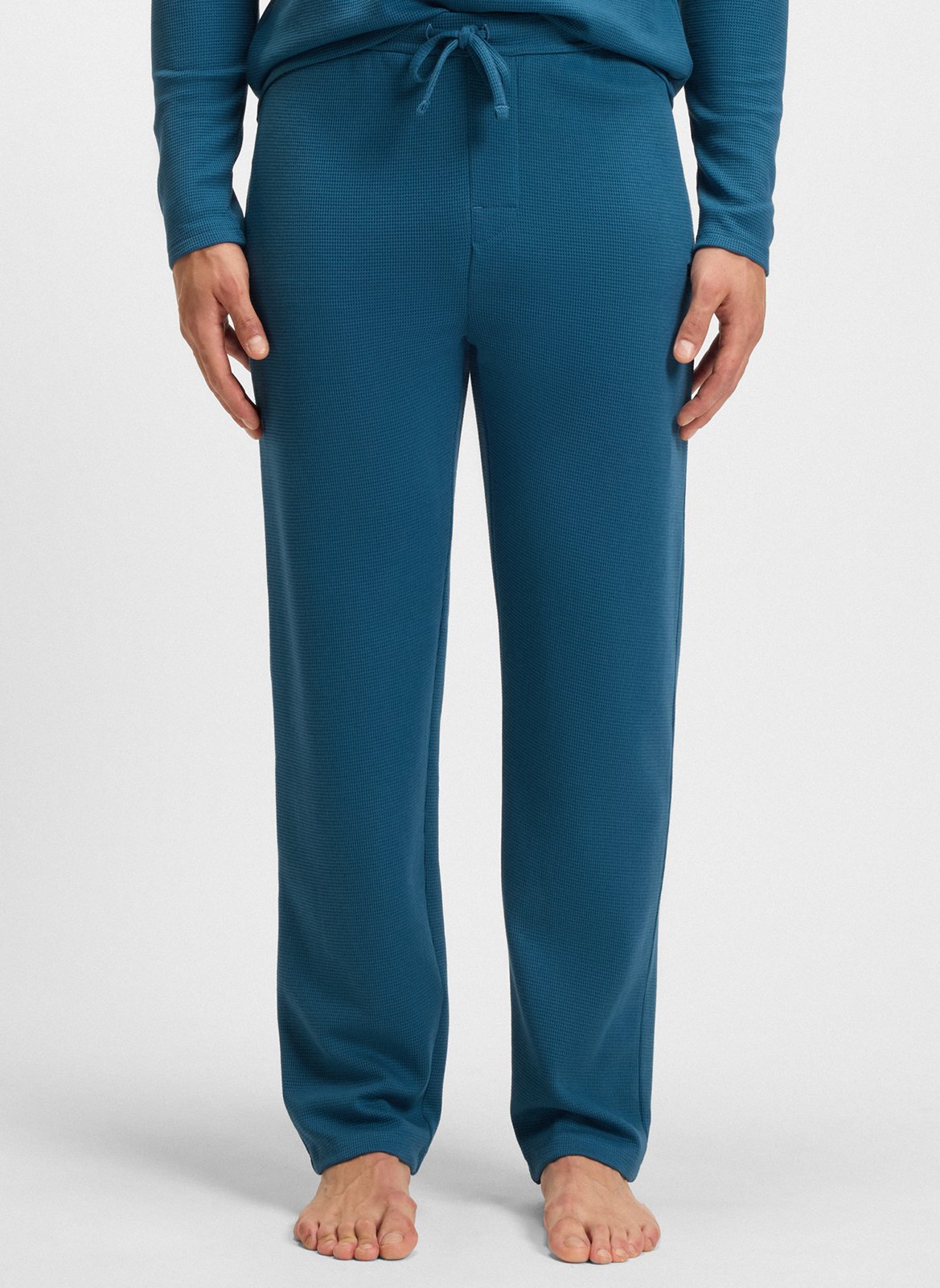 Pantalon droit uni avec logo BOSS Bleu
