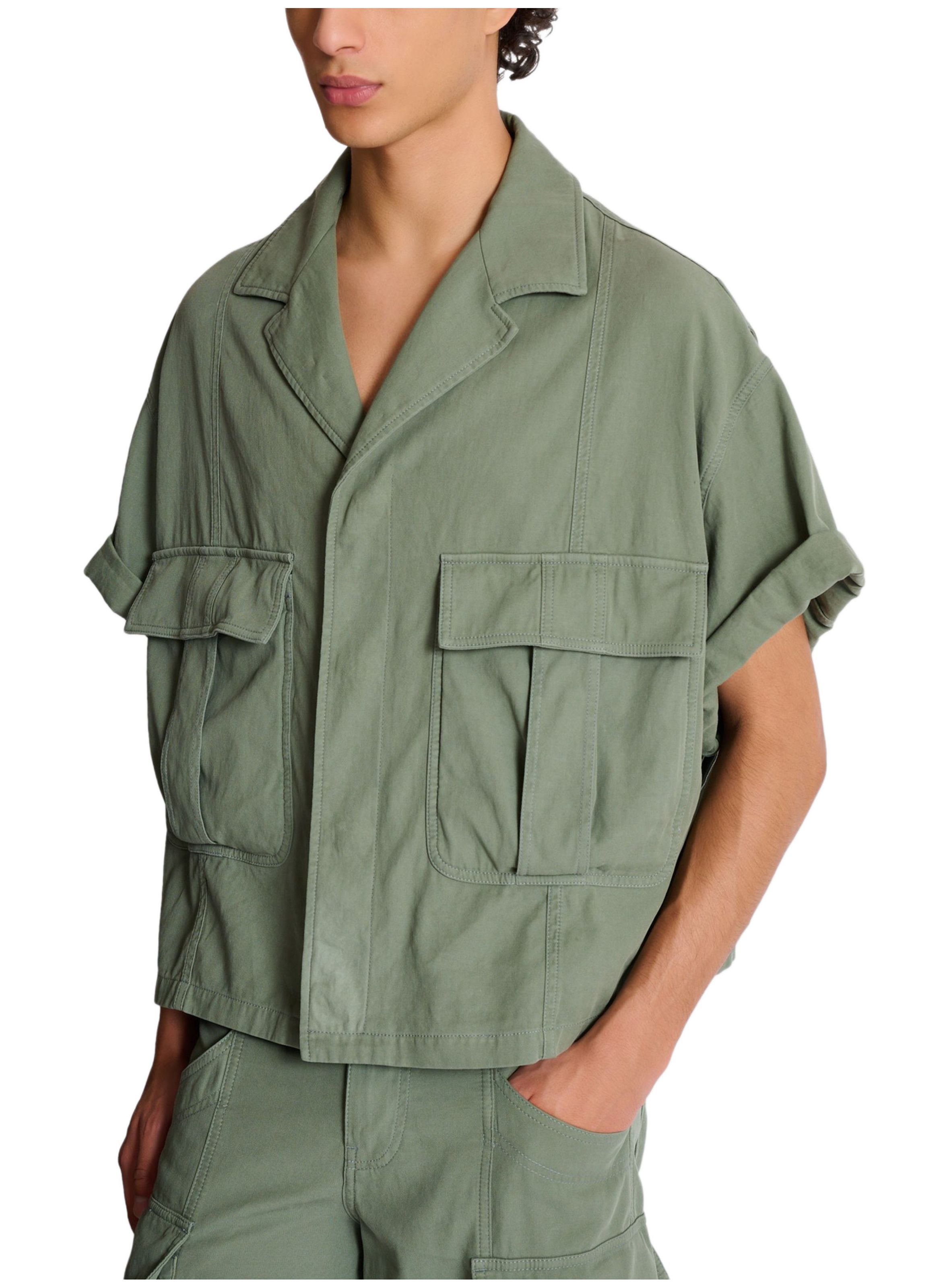 Chemise utility en coton BALMAIN Vert