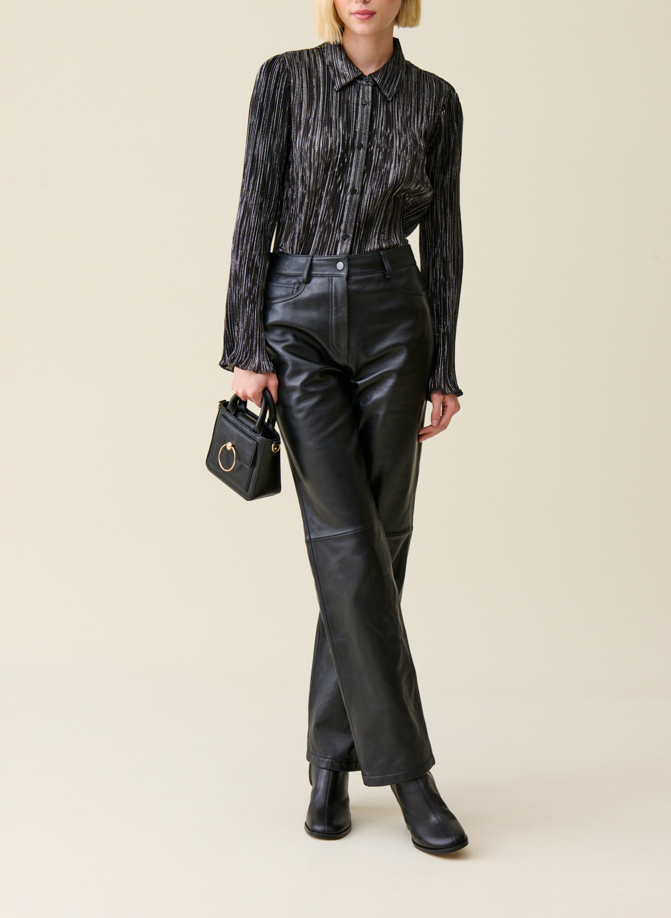 Chemise col classique plissée CLAUDIE PIERLOT Noir