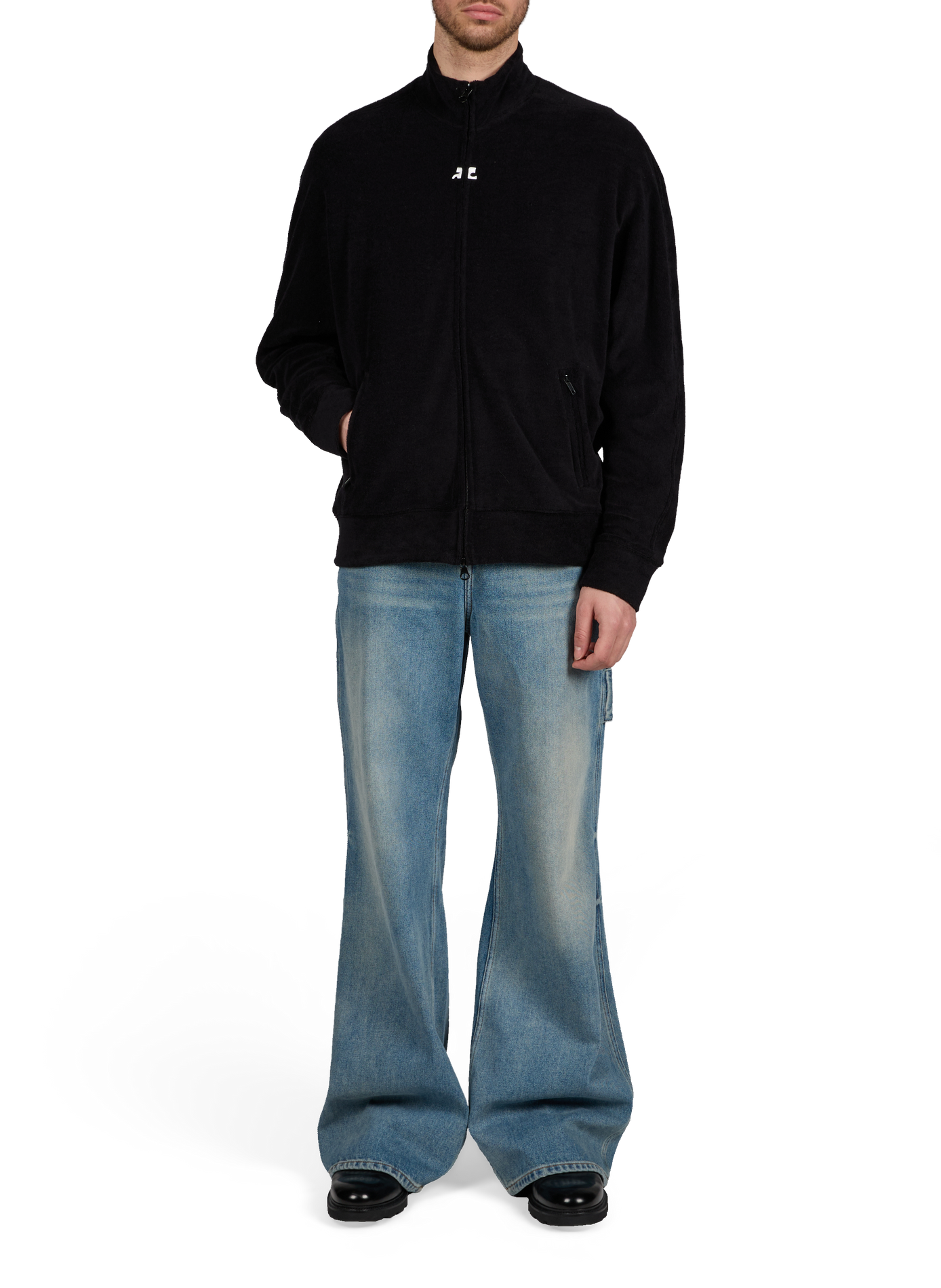 Veste éponge en coton mélangé COURRÈGES Noir