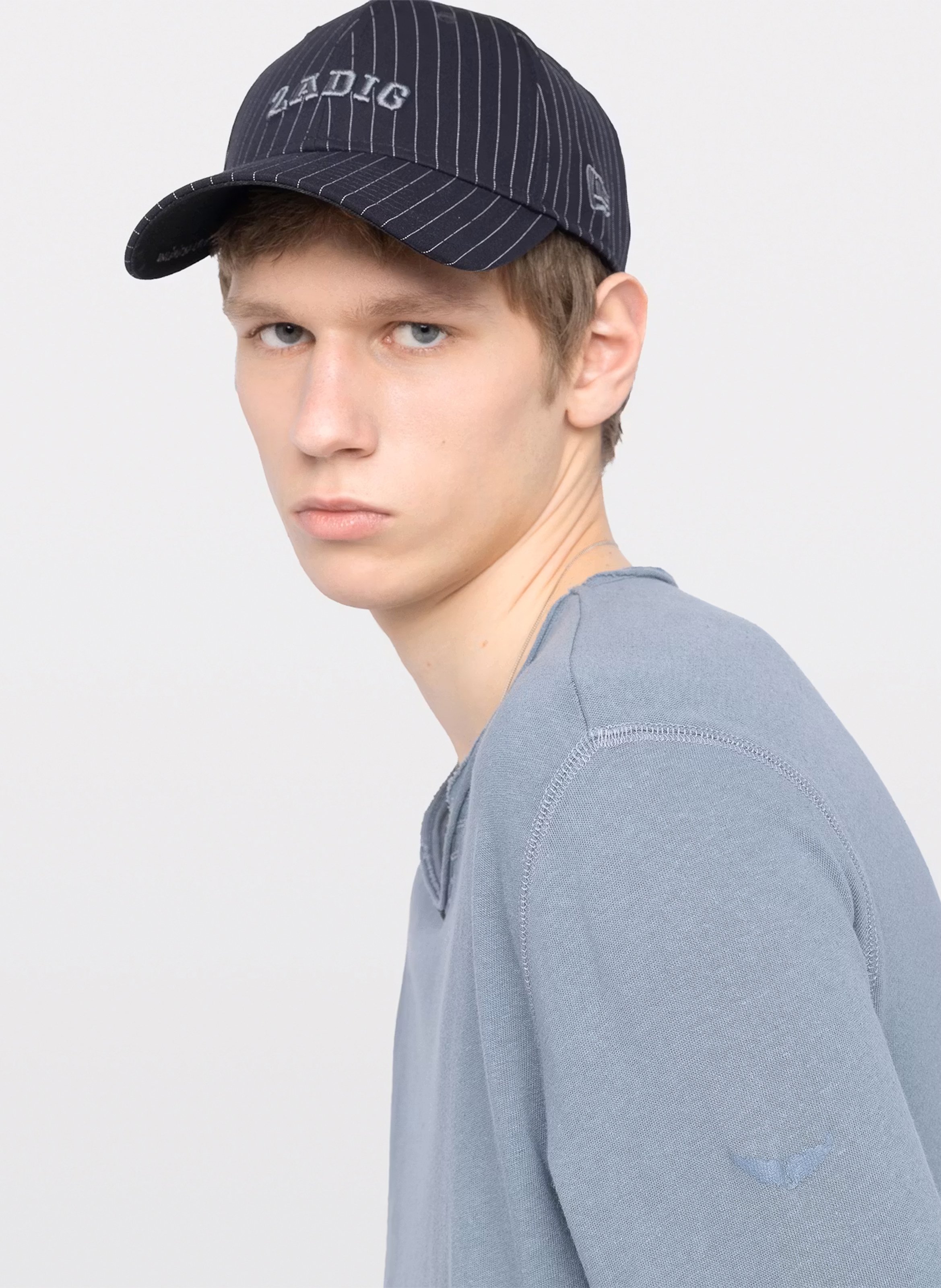 Tee-shirt droit uni en coton et lin monastir ZADIG&VOLTAIRE Bleu