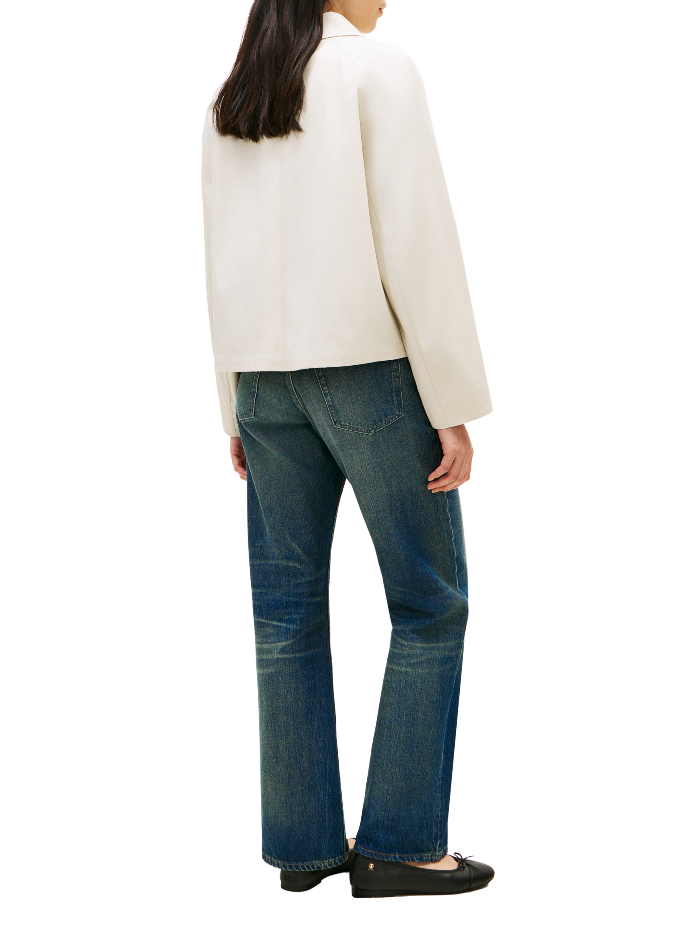 Veste droite légère en coton Beige