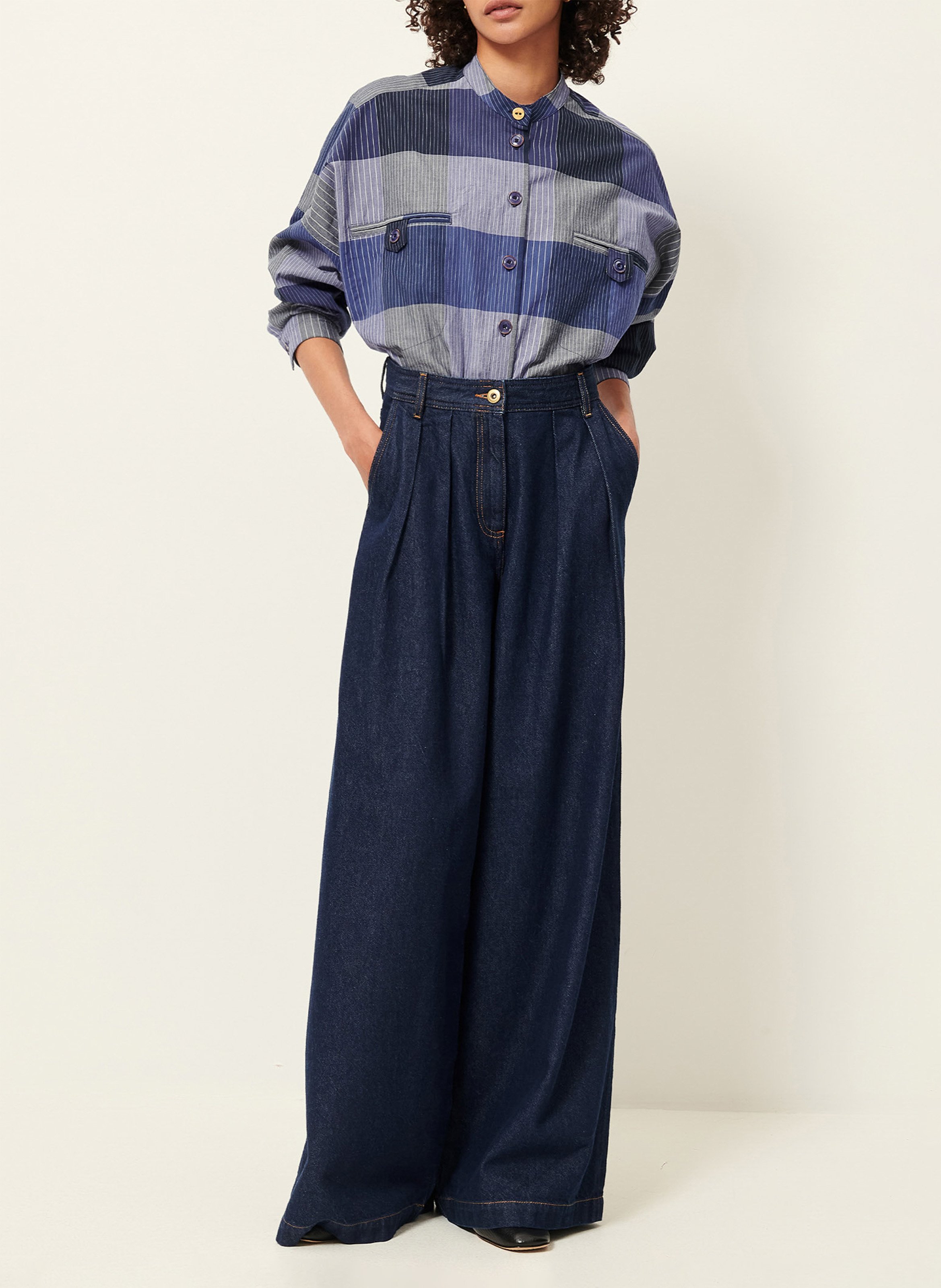 Chemise oversize col mao orregia SESSUN Bleu