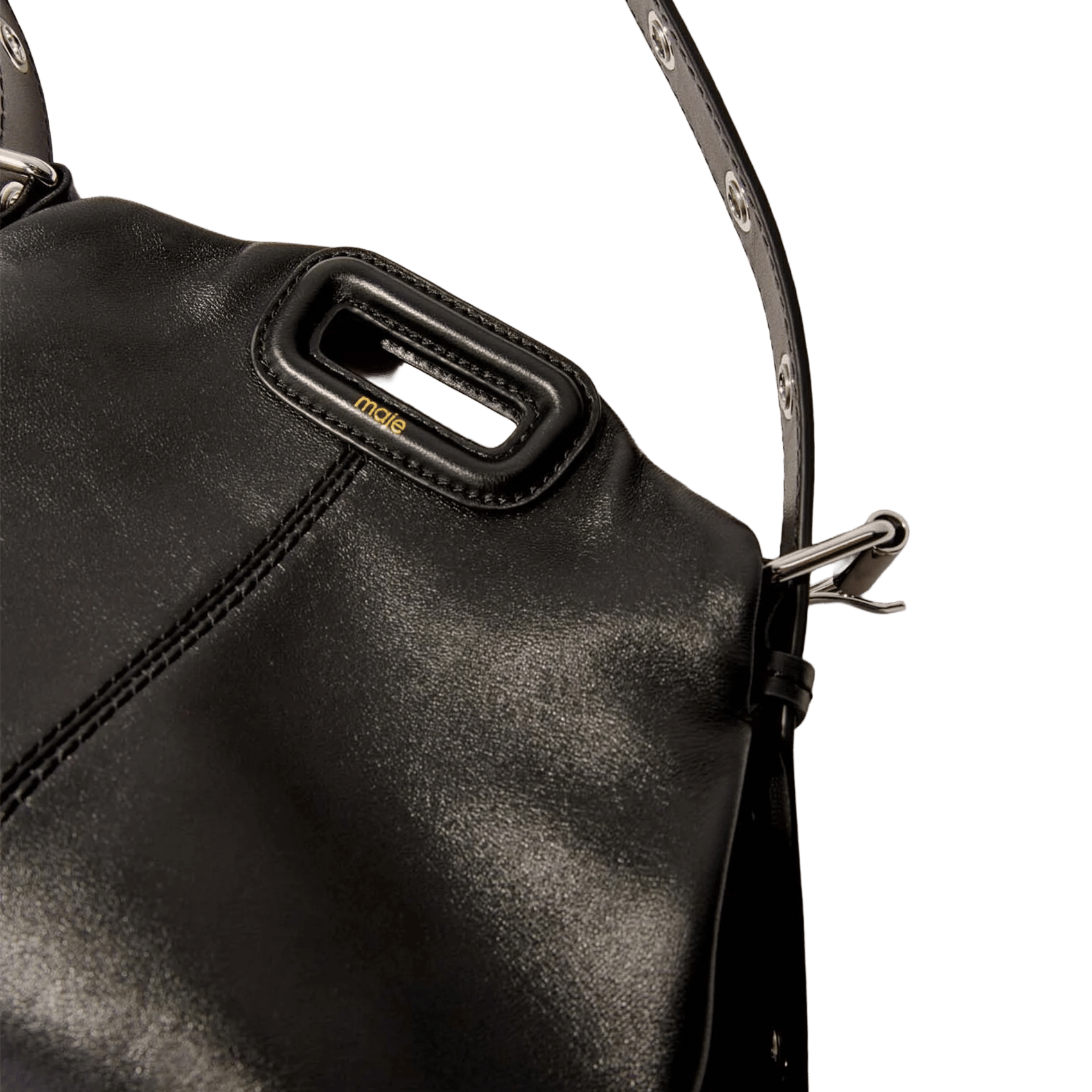 Sac bandoulière à franges en cuir miss m mini MAJE Noir