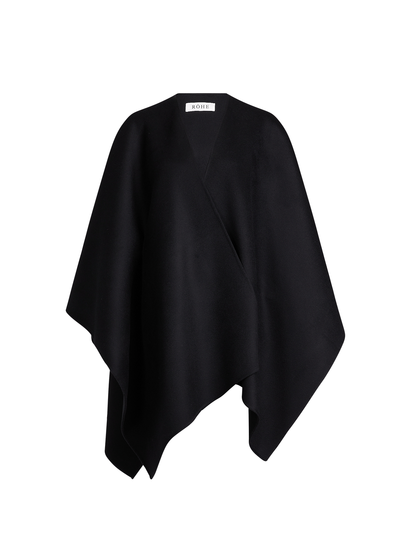 Solid color wool poncho ROHE FRAMES Black