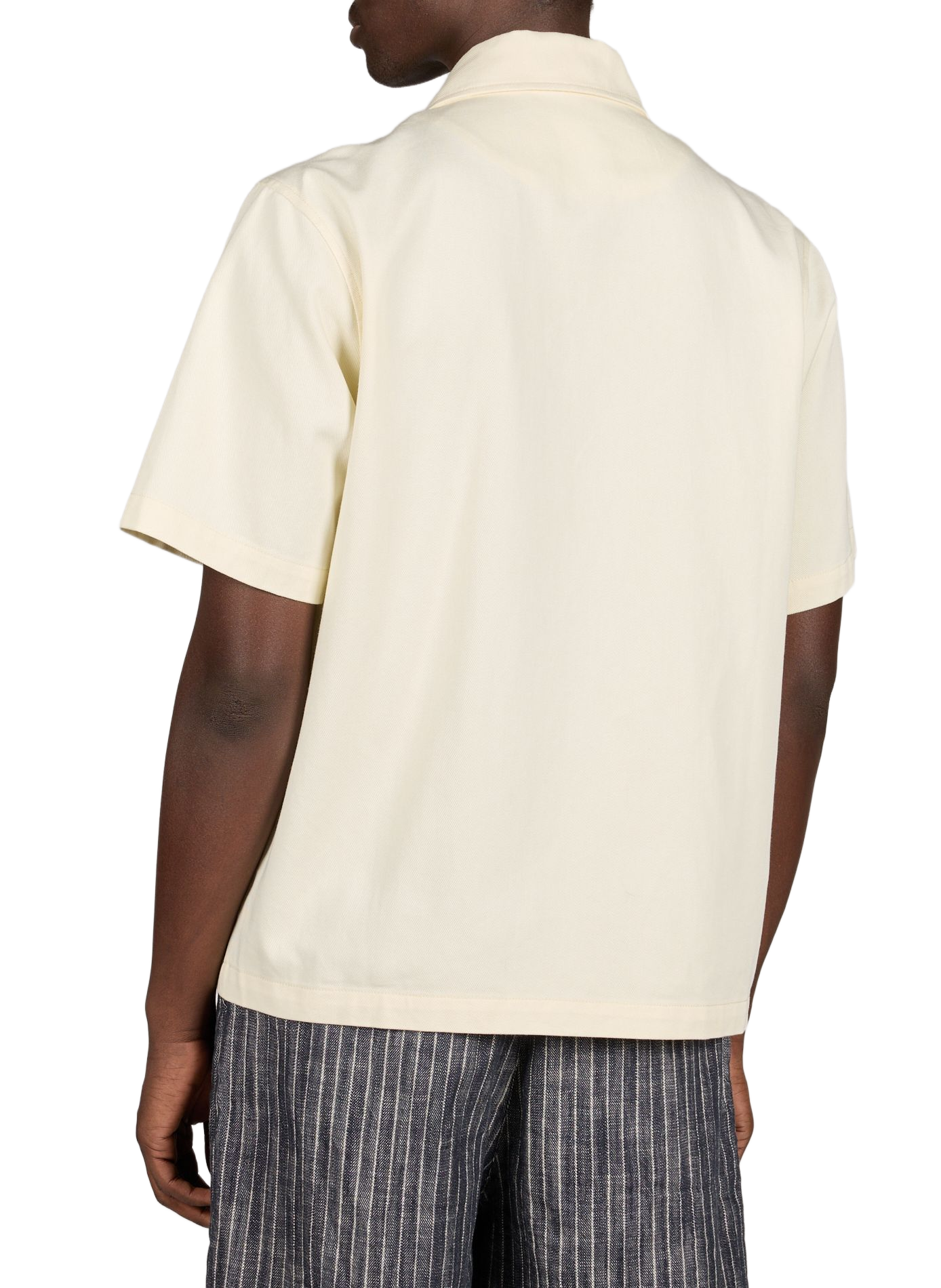 Chemise à manches courtes en coton, soie et lin mélangés CARRER Beige