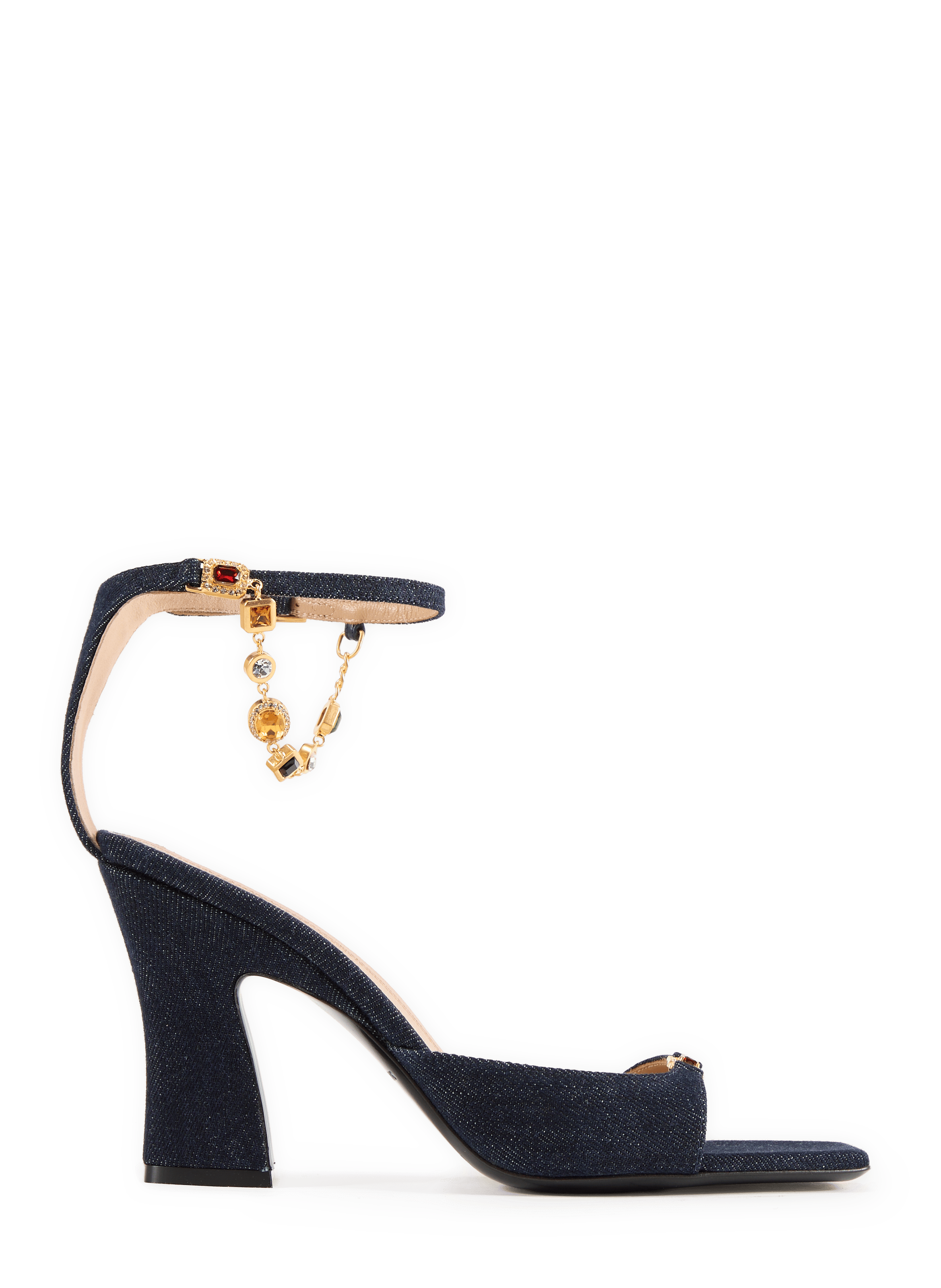 Sandales à talon Nodstalgia avec bijoux en denim de coton et cuir NODALETO Bleu