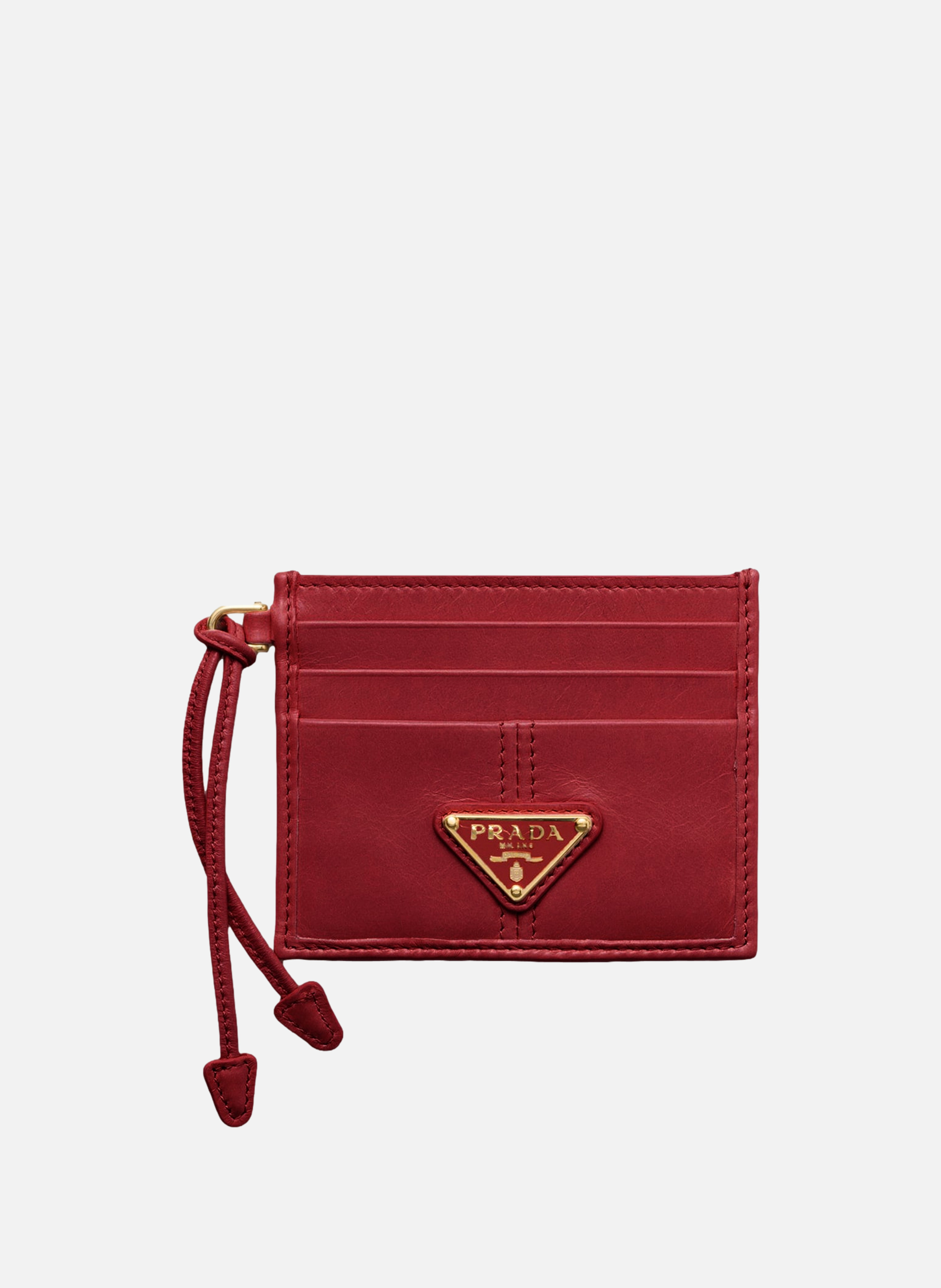 Porte-cartes en cuir PRADA Rouge