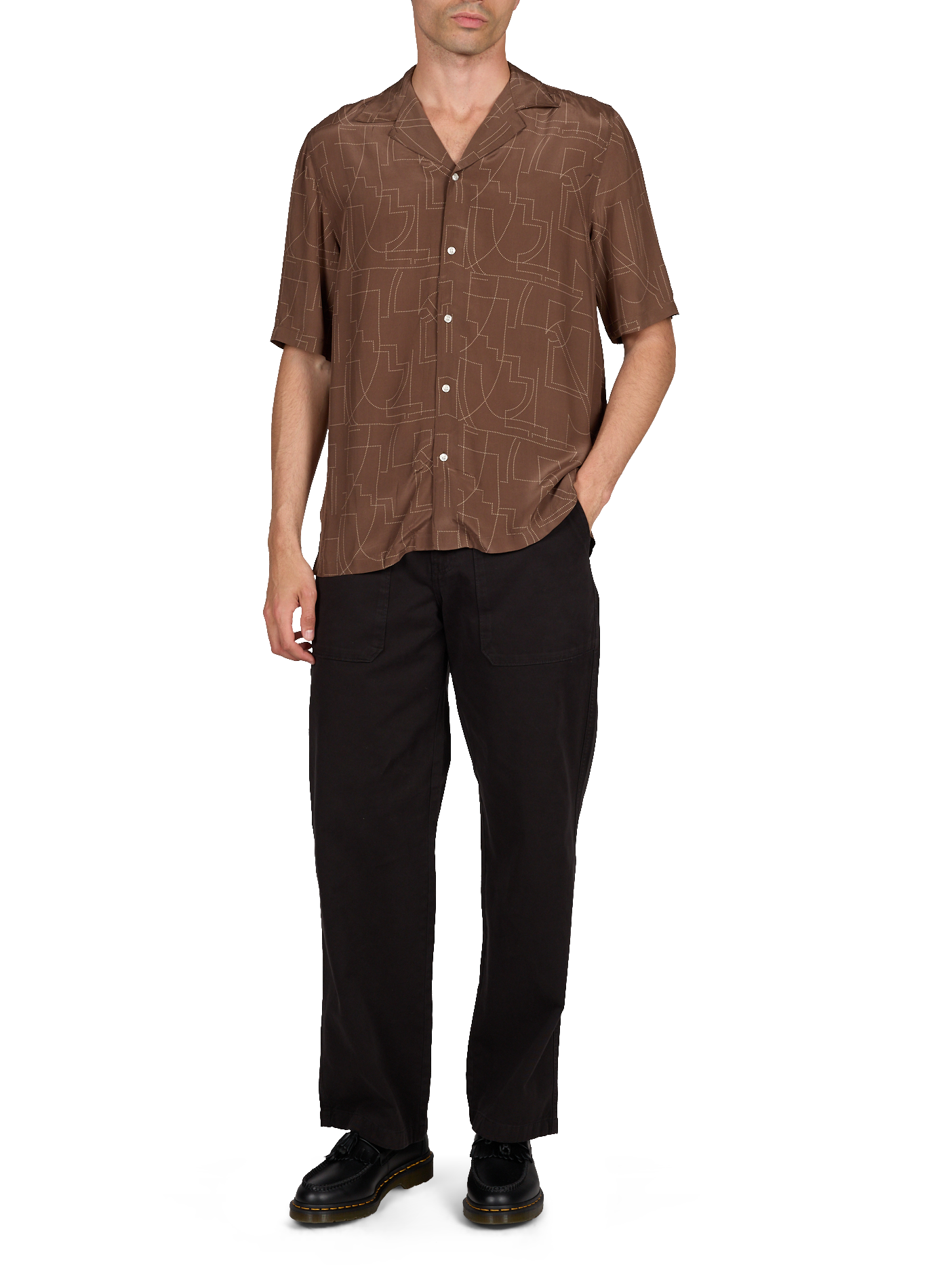 Overhemd met korte mouwen en patronen OFFICINE GENERALE Bruin