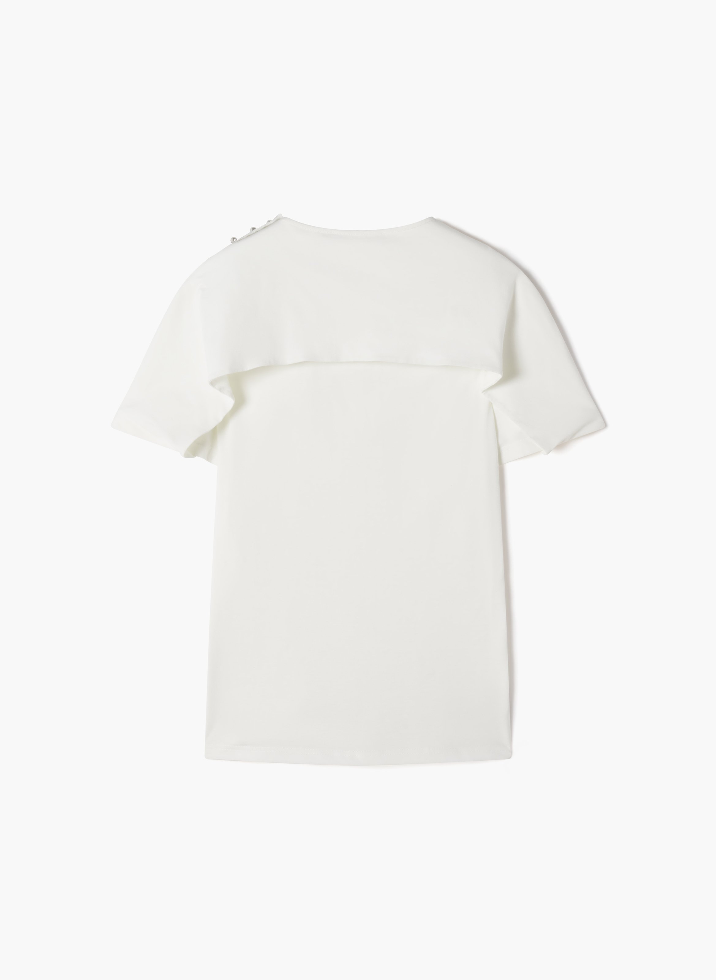 T-shirt effet cape en coton et soie LANVIN Blanc