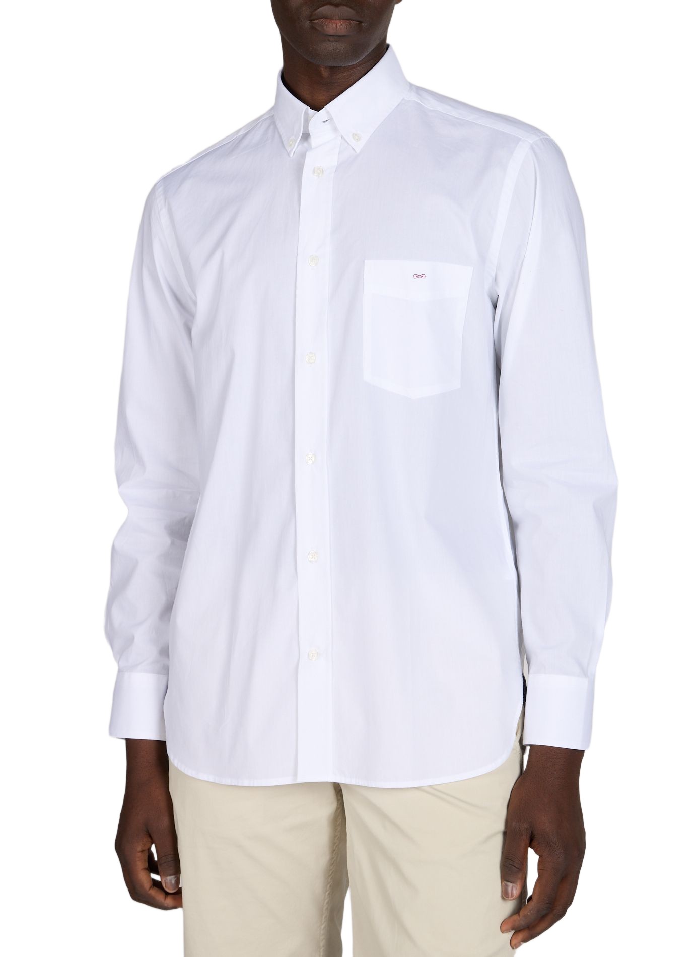 Chemise col américain à manches longues en coton EDEN PARK Blanc