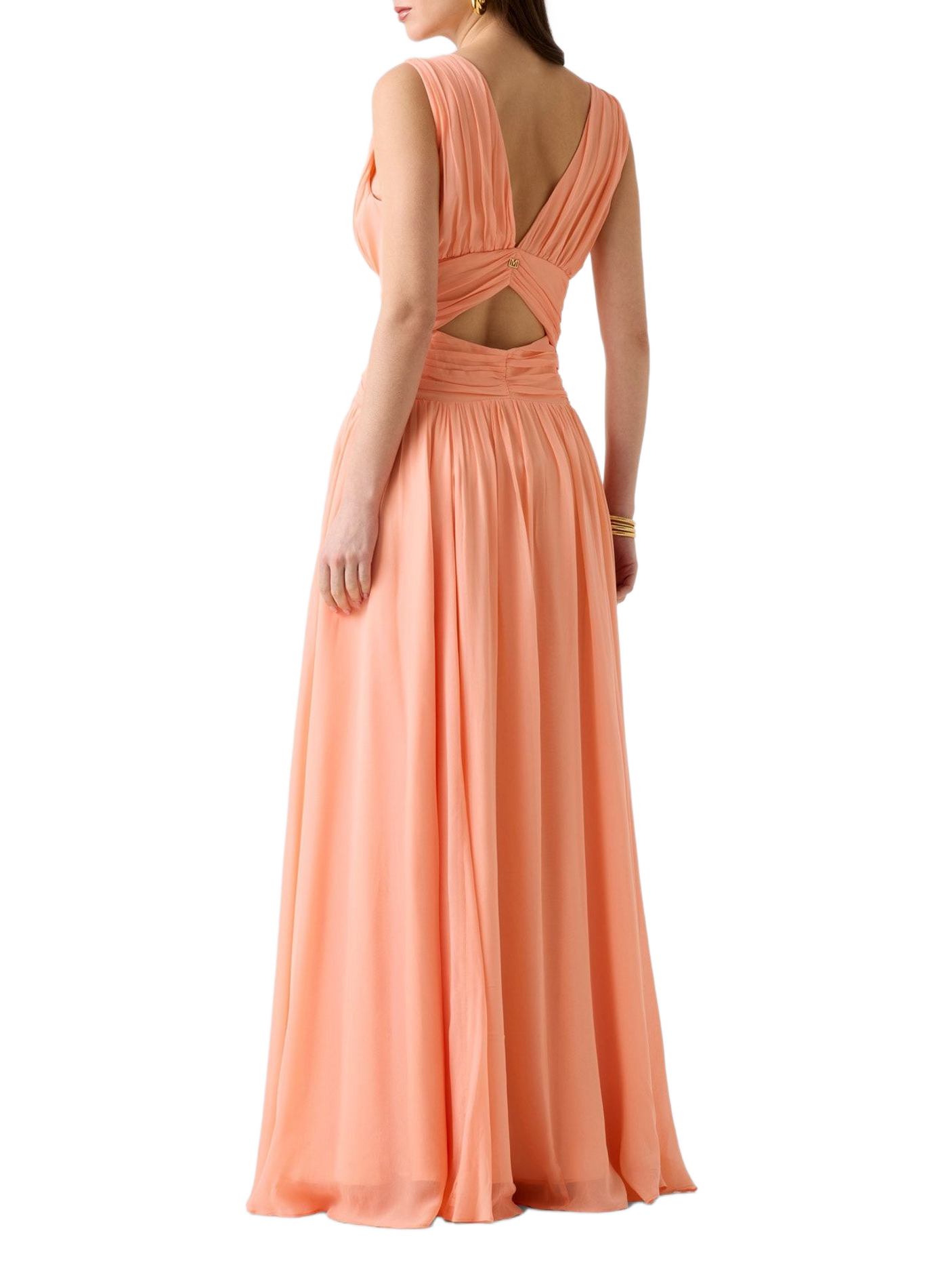 Long pleated V-neck maxi dress GUESS Pink