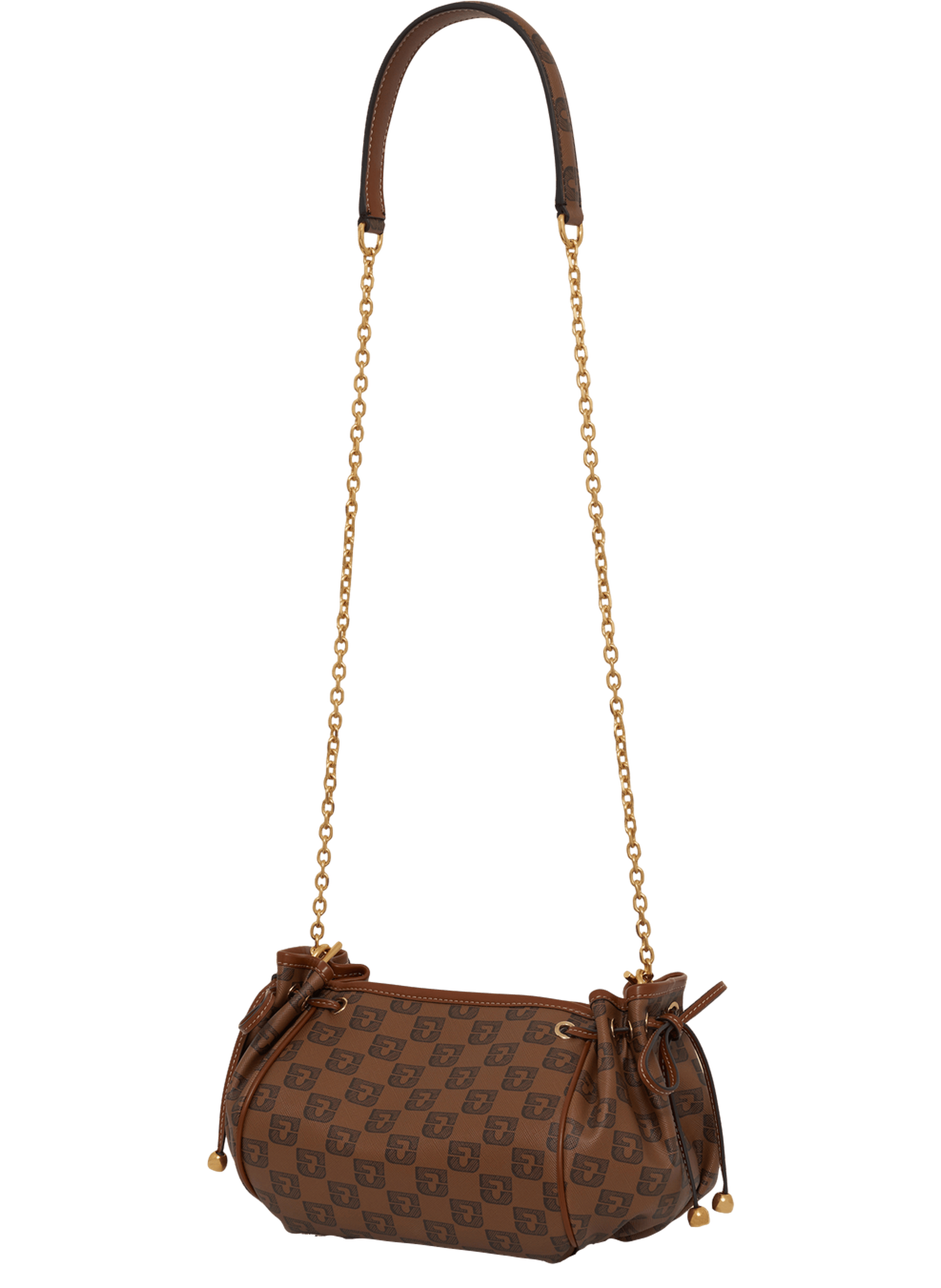 Sac en toile enduite monogrammée et cuir - le mini 24 GERARD DAREL Marron