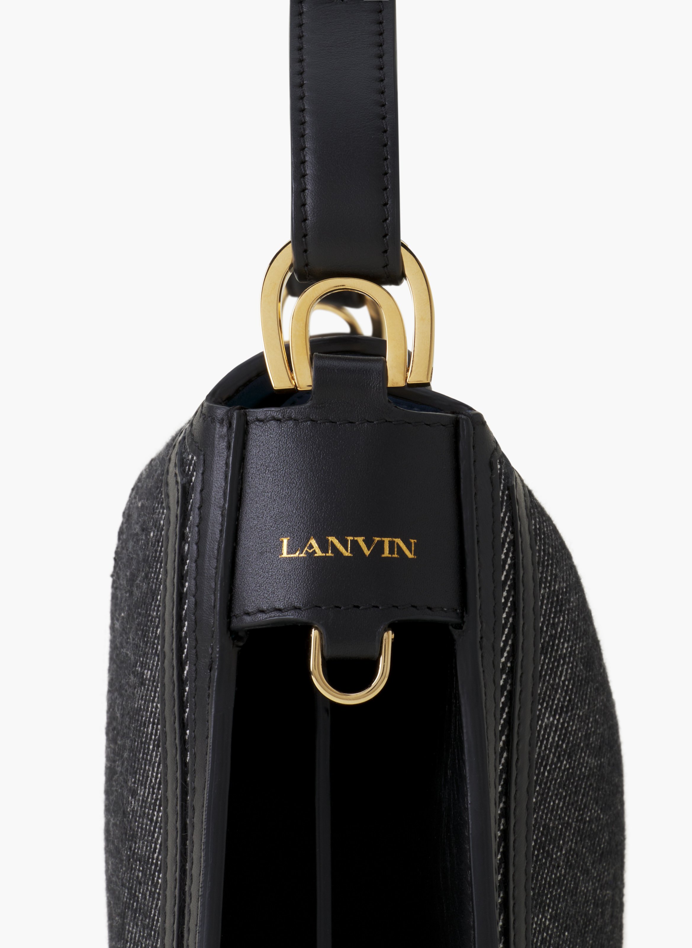 Sac compagnon en toile rayée LANVIN Gris
