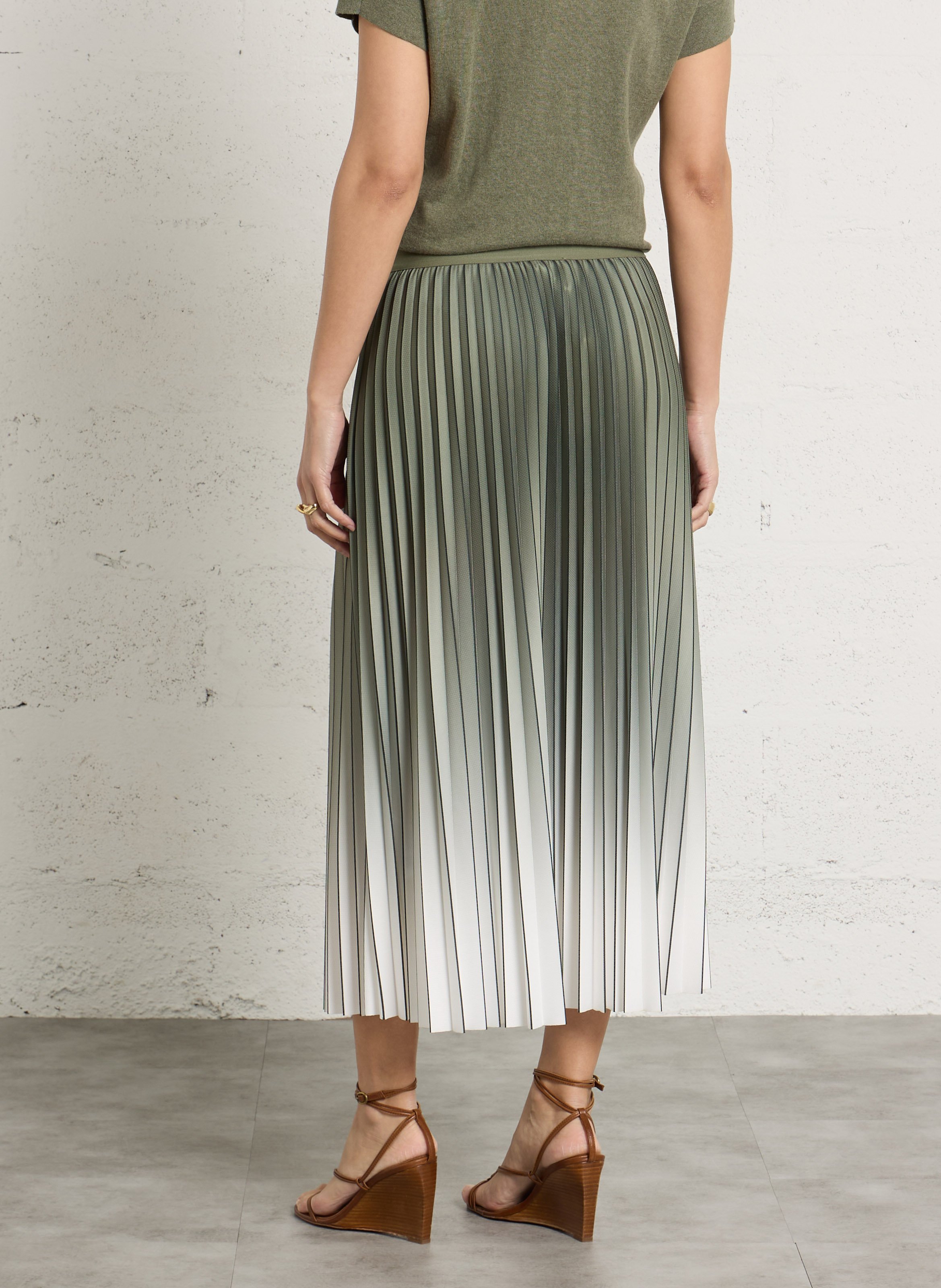 Jupe midi évasée plissée darcy MAISON 123 Vert