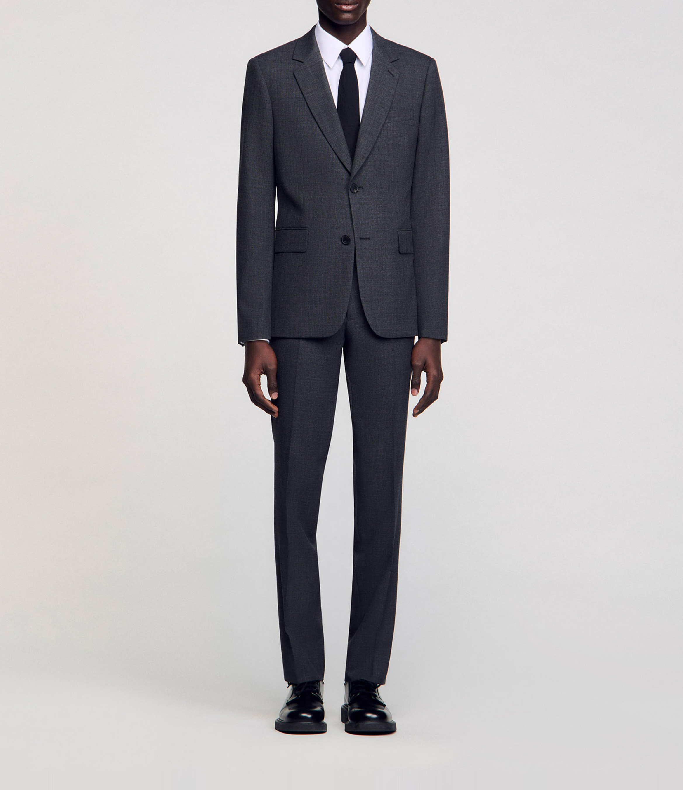 Veste col tailleur en laine SANDRO Gris