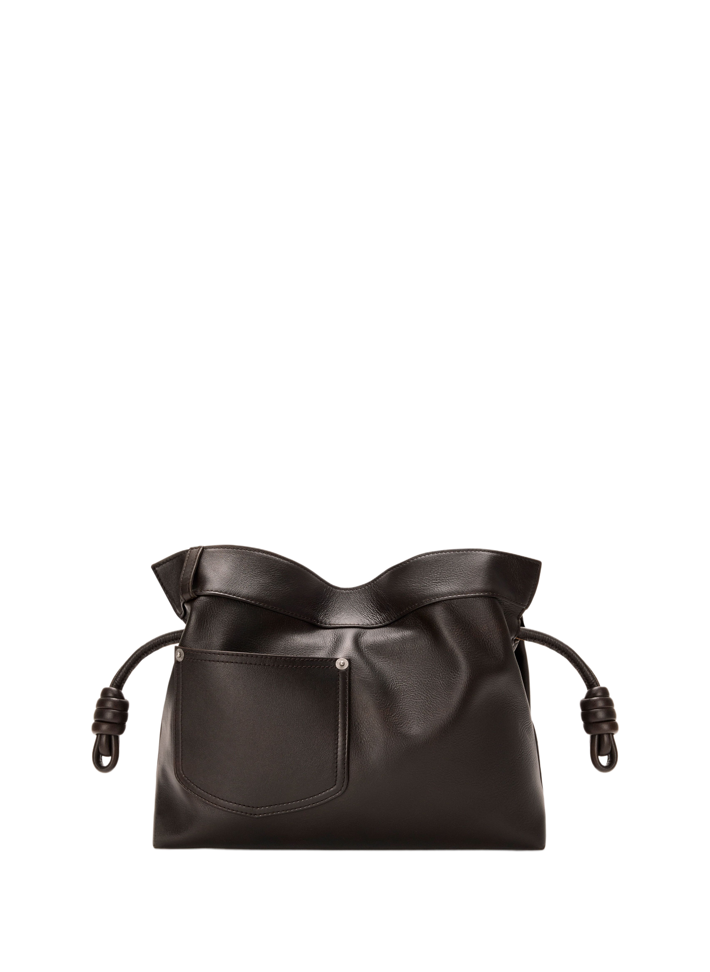 Flamenco medium Panta calf leather clutch in shiny calf leather LOEWE Brown
