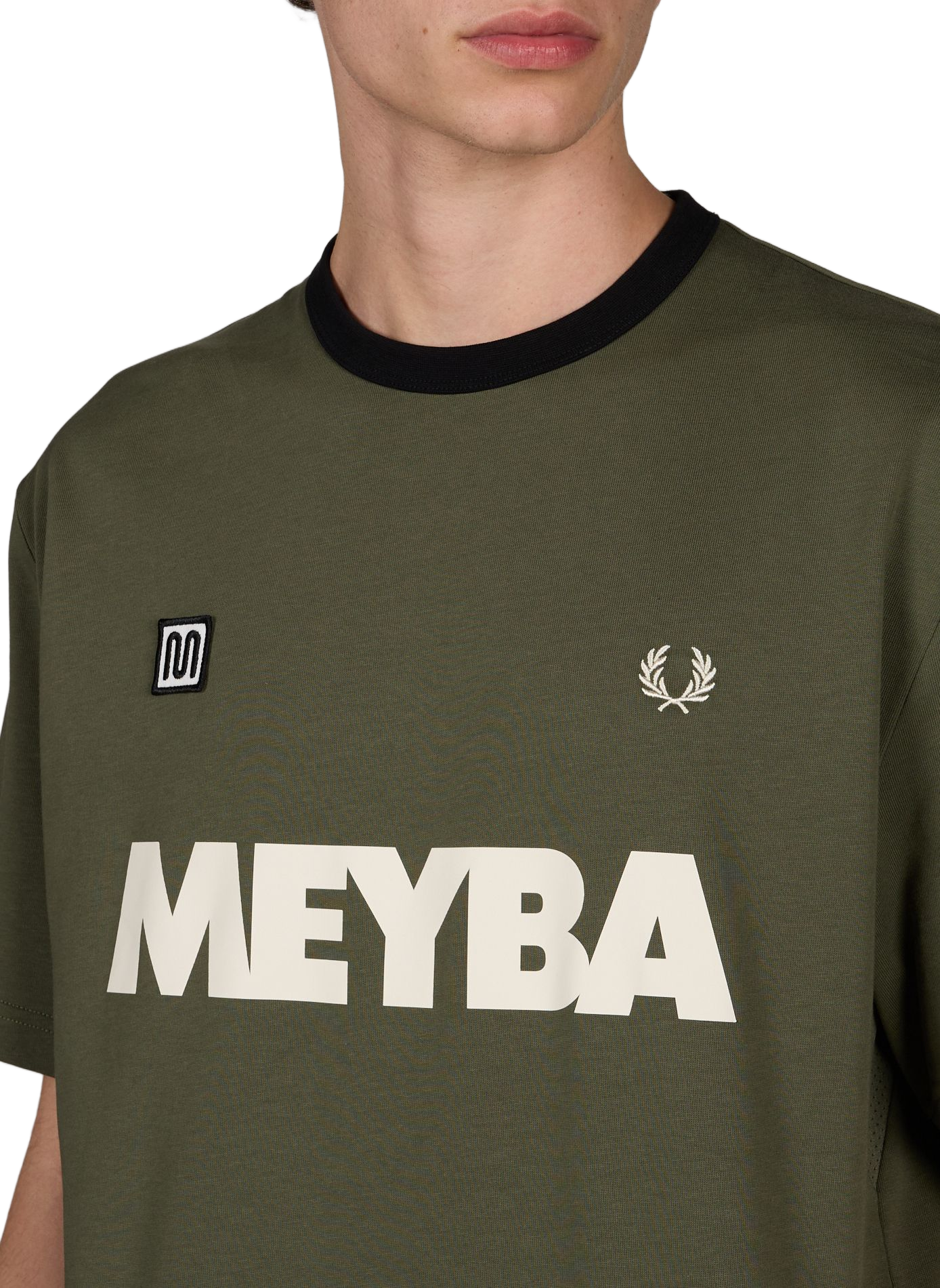 Round neck contrasting cotton t-shirt FRED PERRY Green