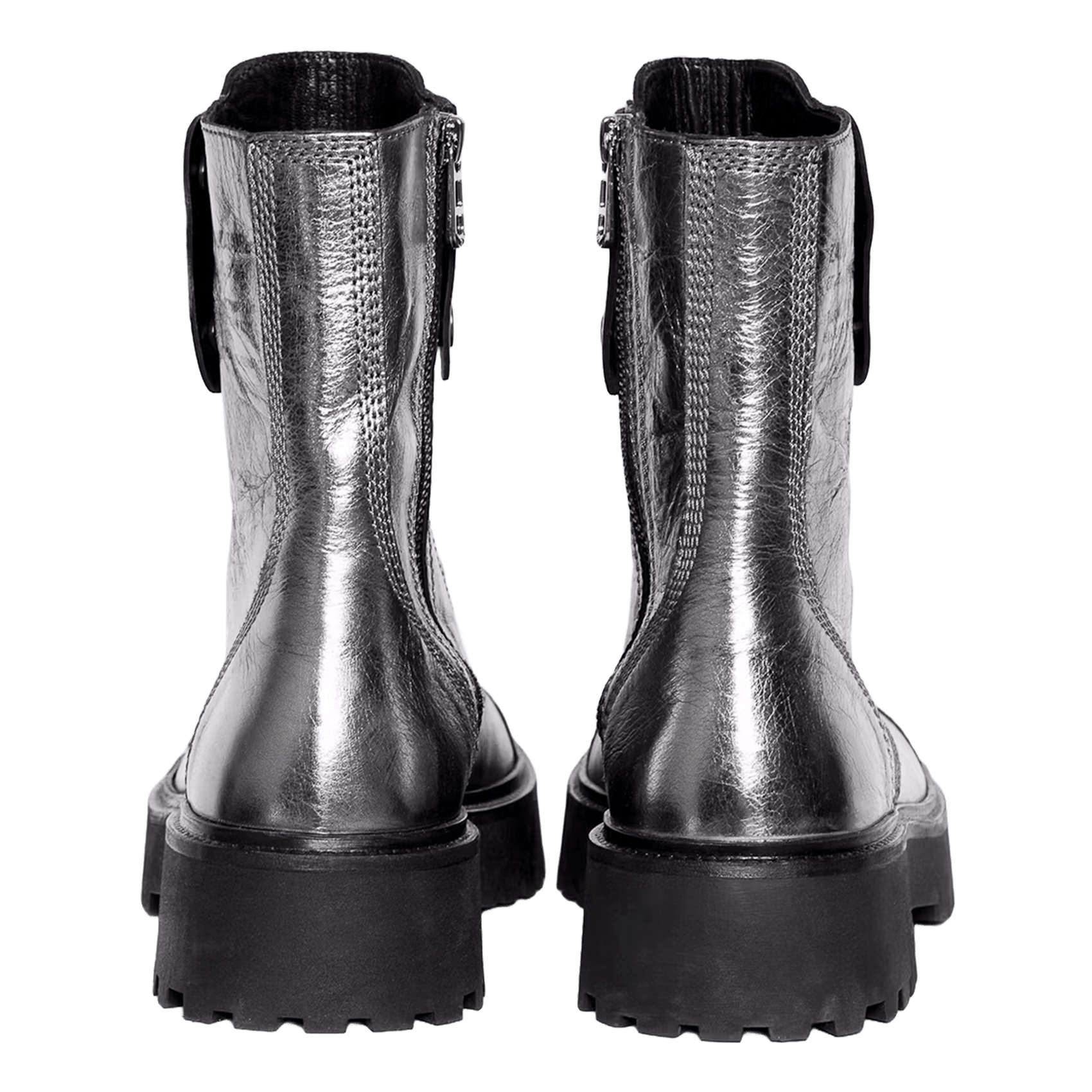 Metallic leather zip-up ranger boots Joe ZADIG&VOLTAIRE Grijs