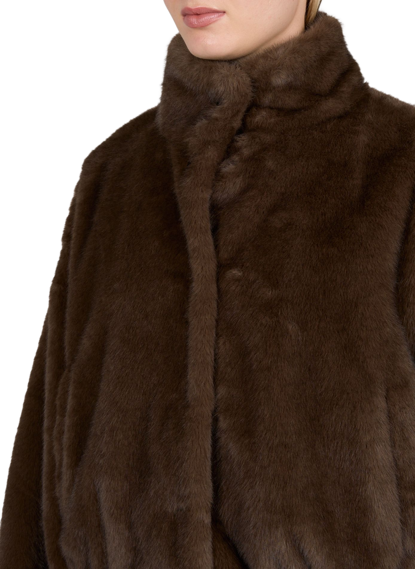 Mantel mit Stehkragen und Fell-Optik MAX MARA WEEK END Braun