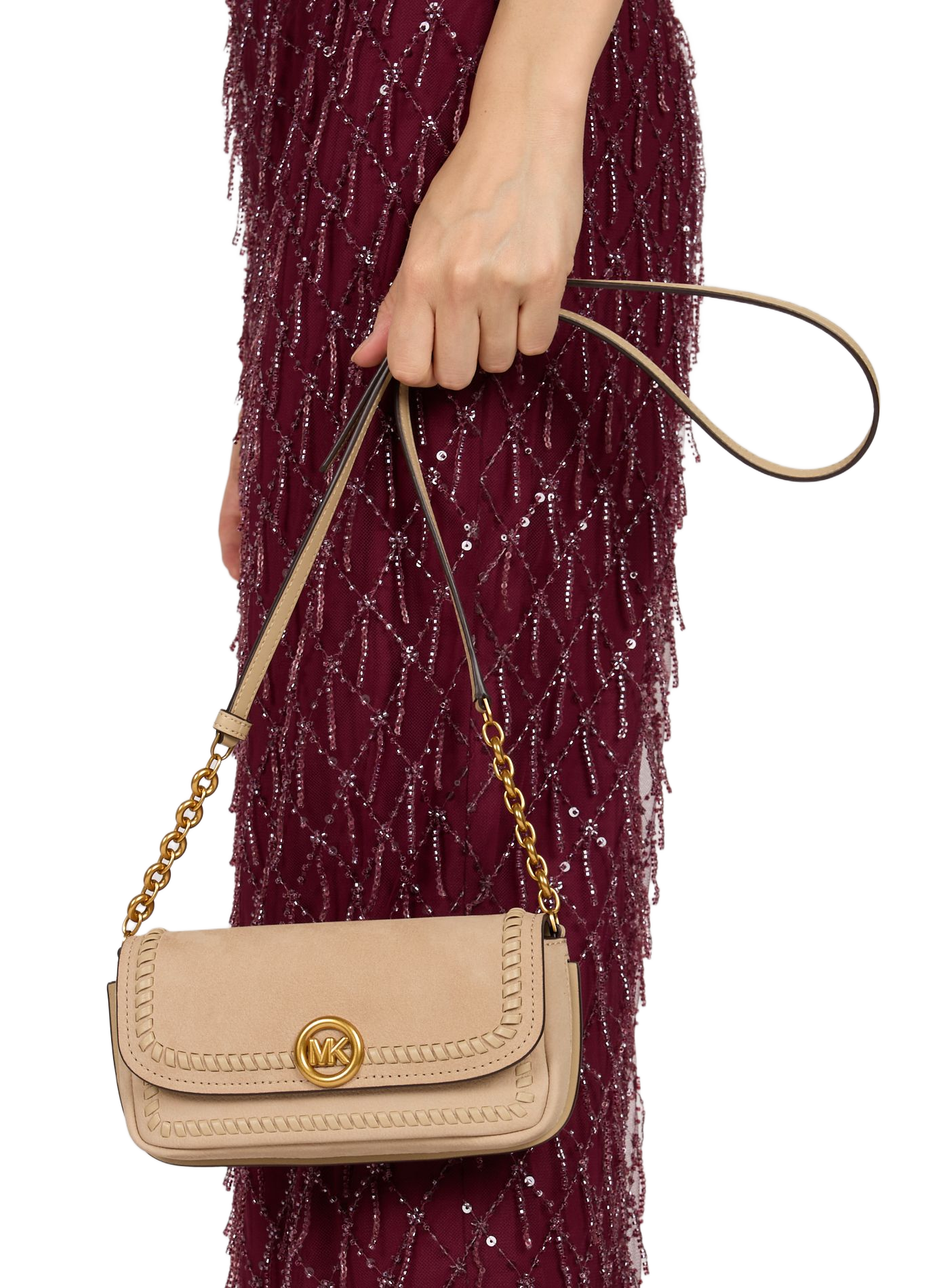 Sac à bandoulière Nolita small en cuir MICHAEL KORS Beige