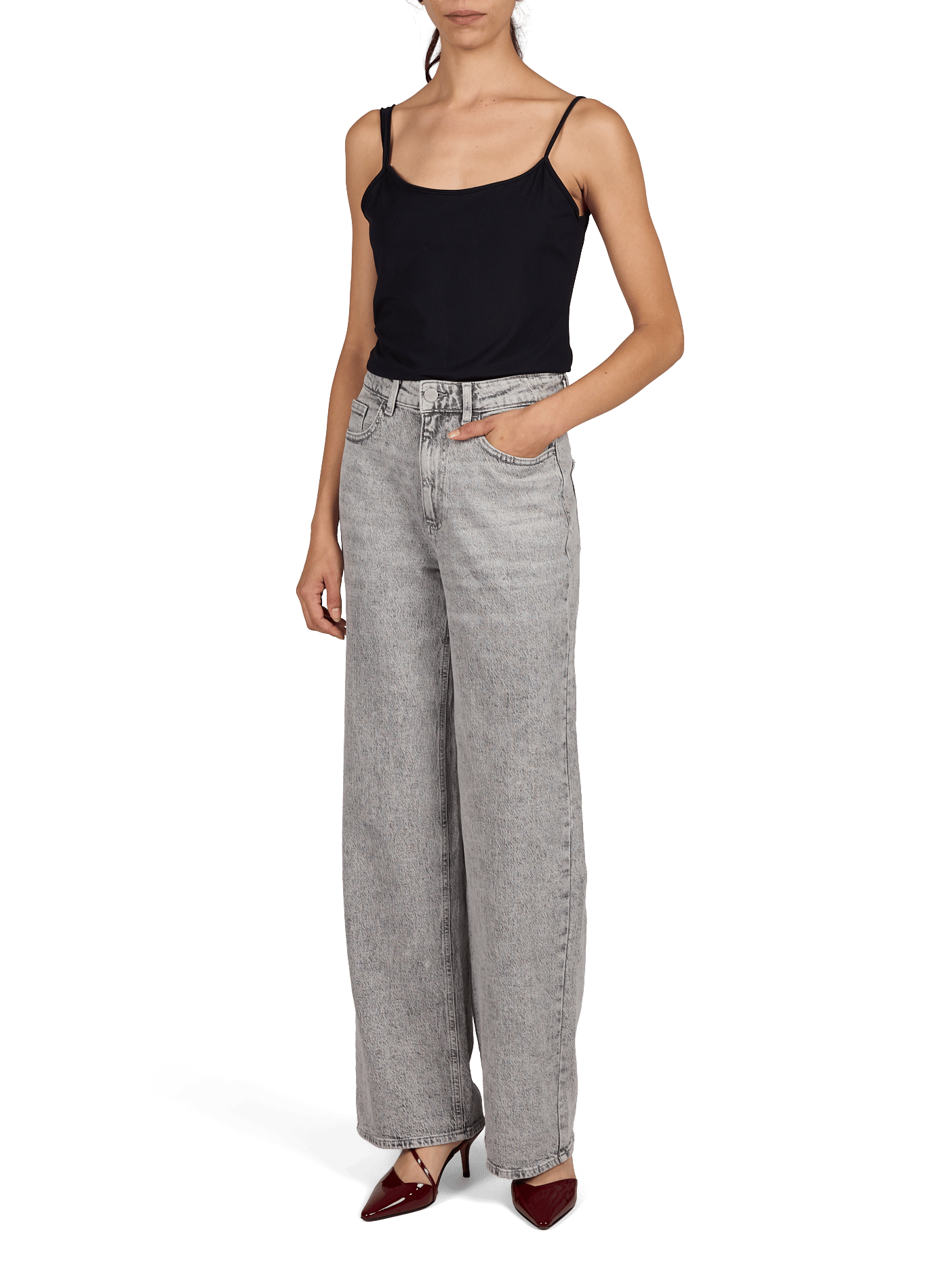 Gerade geschnittene Baumwolljeans VILA Grau