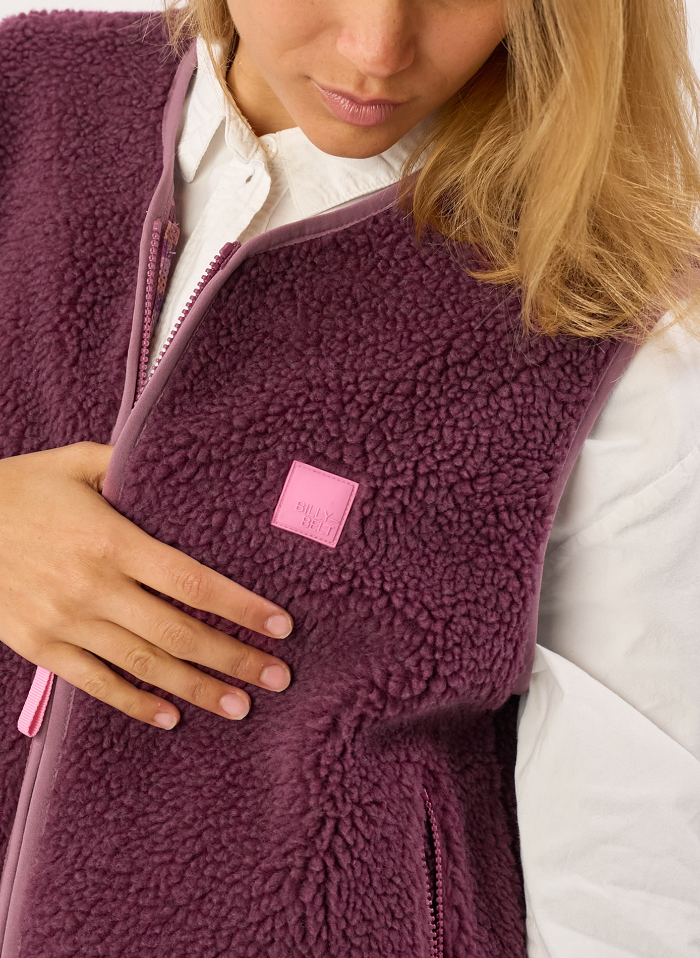 Veste sherpa zippée sans manches | Violet BILLYBELT Femme