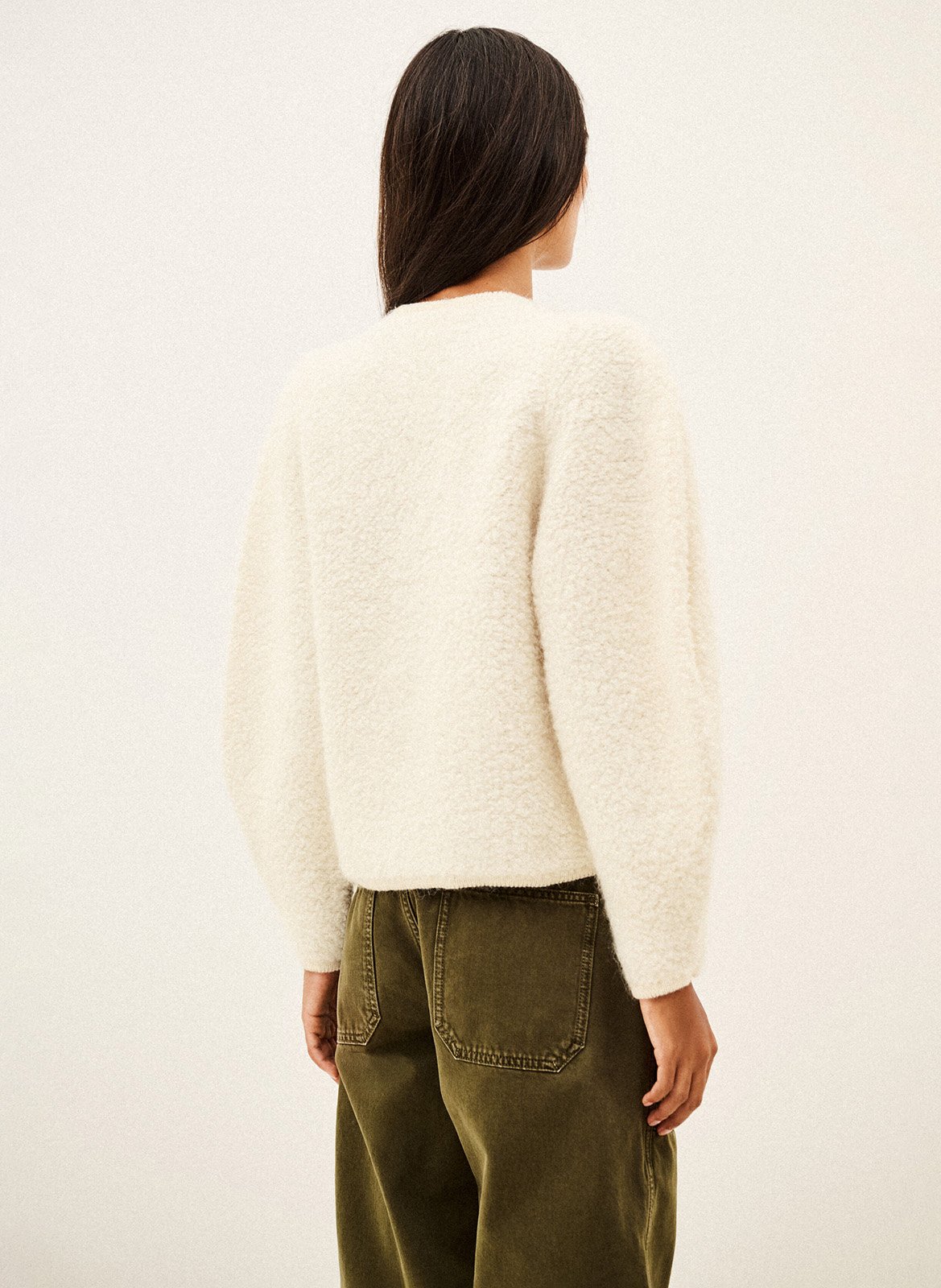 Rechte cardigan met ronde hals in gemengde wol fida BA&SH Beige