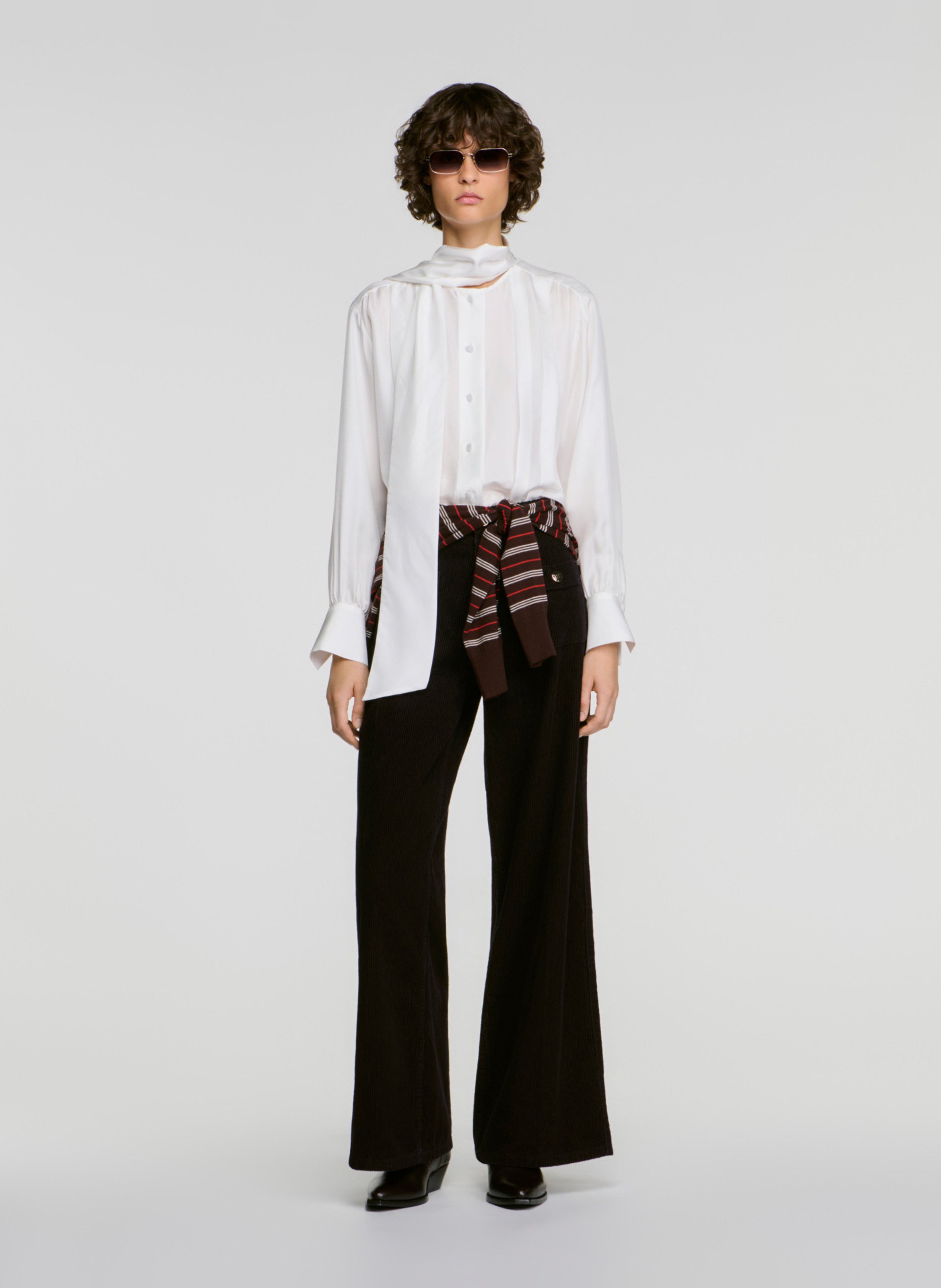 Pantalon large taille haute uni SANDRO Rouge
