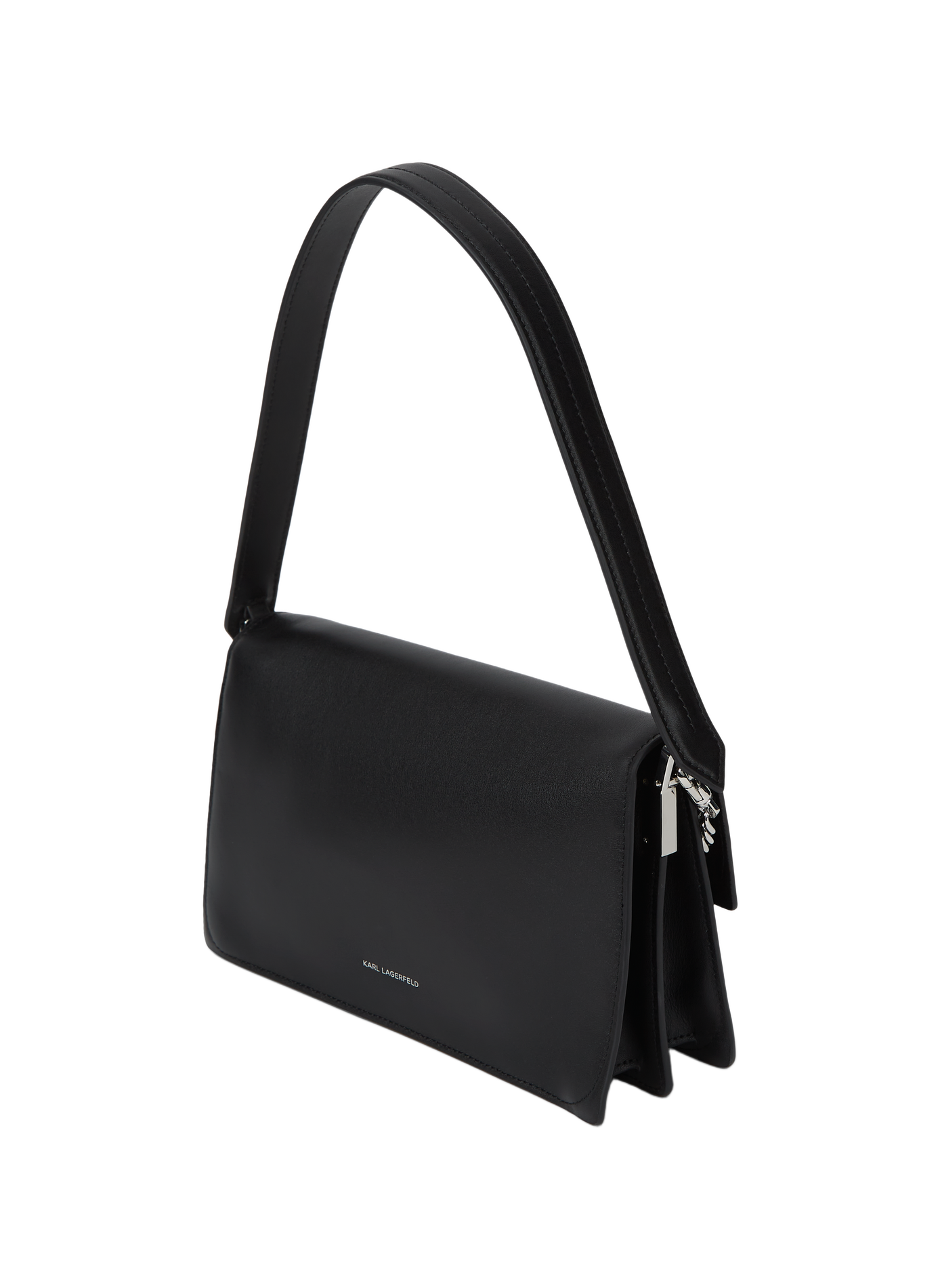 K/Signature leather shoulder bag KARL LAGERFELD Black
