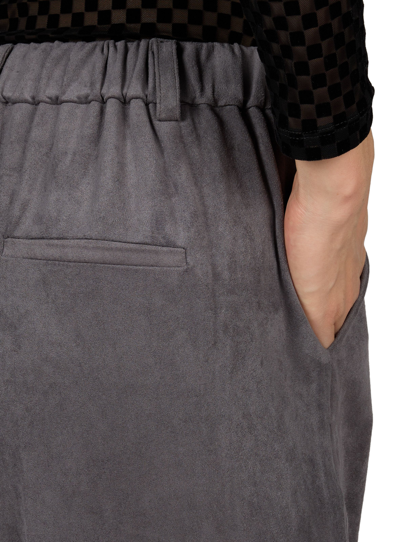 Rechte broek met hoge taille van fluweel OBJECT Grijs