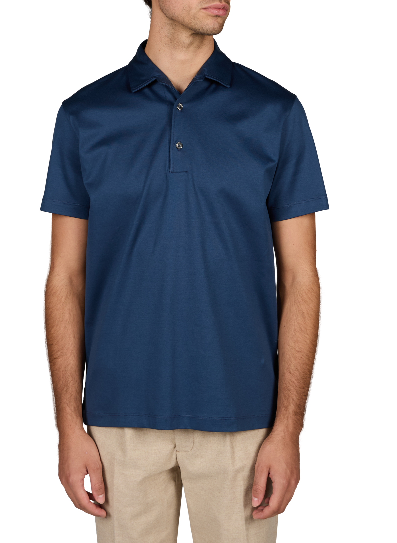 Rechte polo met korte mouwen in effen kleur. AURELIEN Blauw