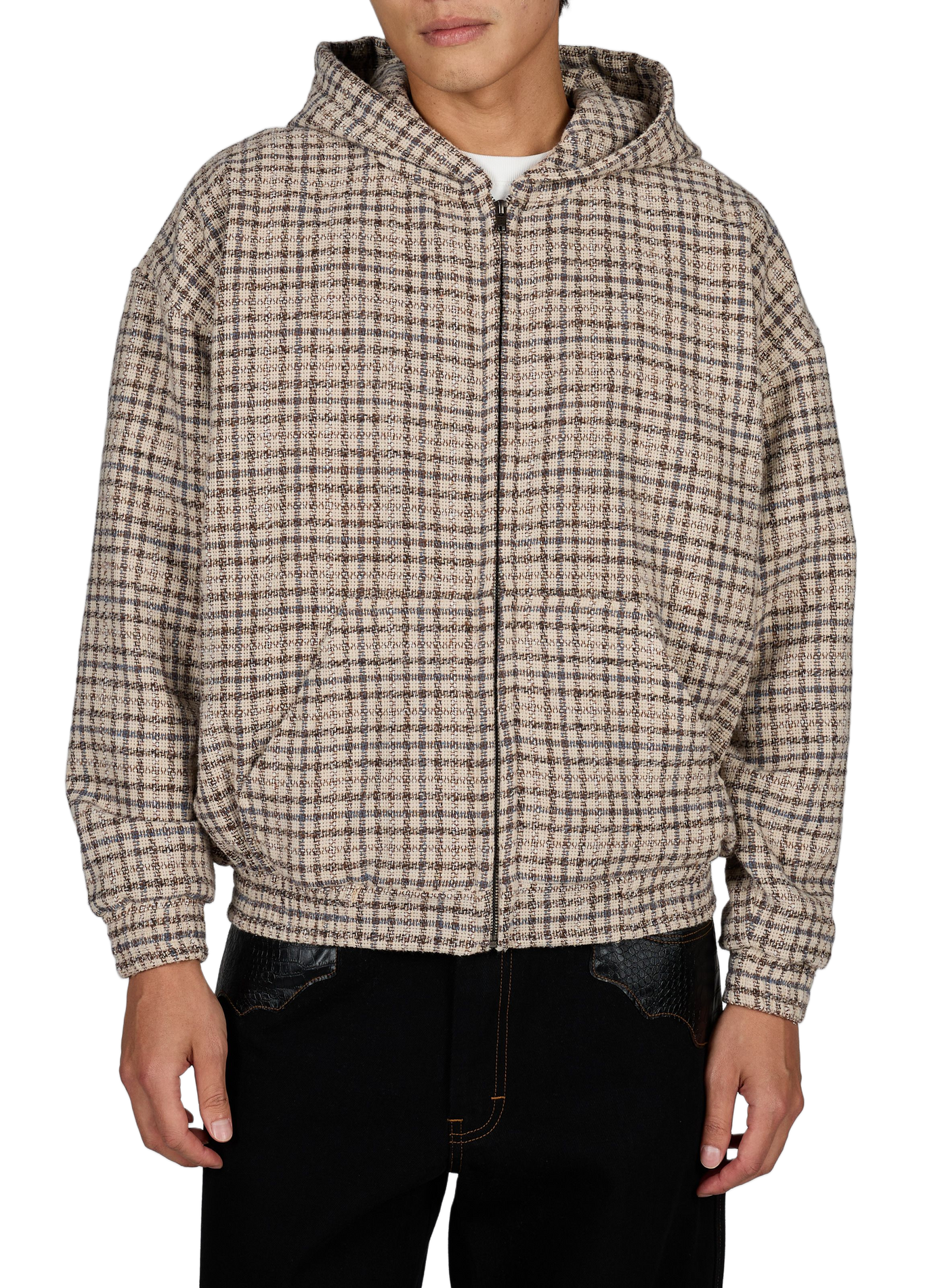 Gerade geschnittene Jacke in Tweed-Optik mit Kapuze PAS UNE MARQUE Beige
