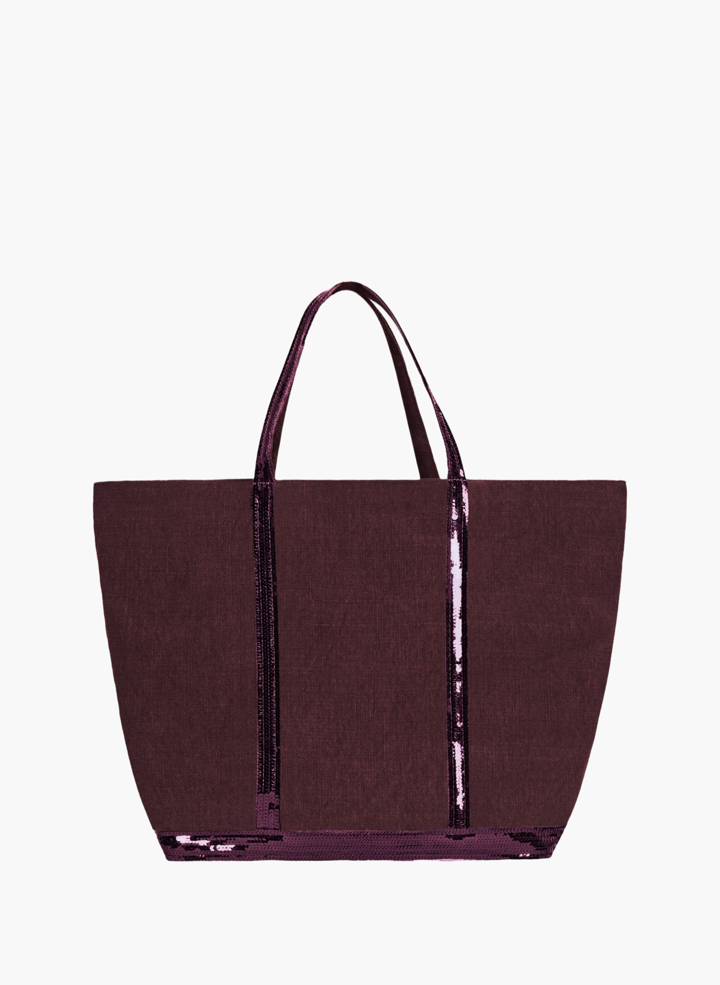 Cabas xl en lin  Aubergine