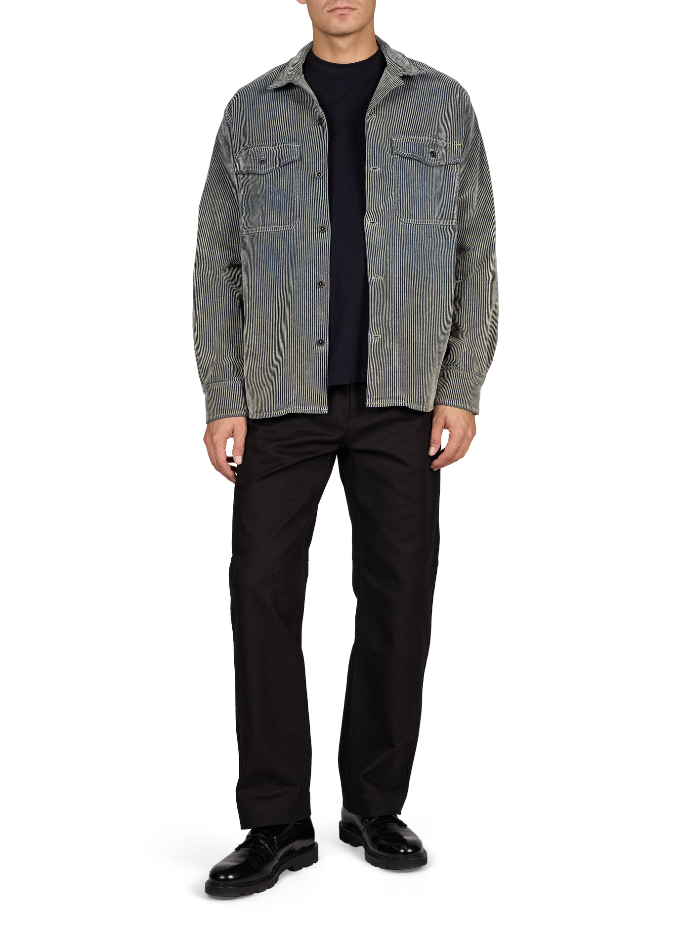 Straight striped cotton blend jacket REPLAY Blue