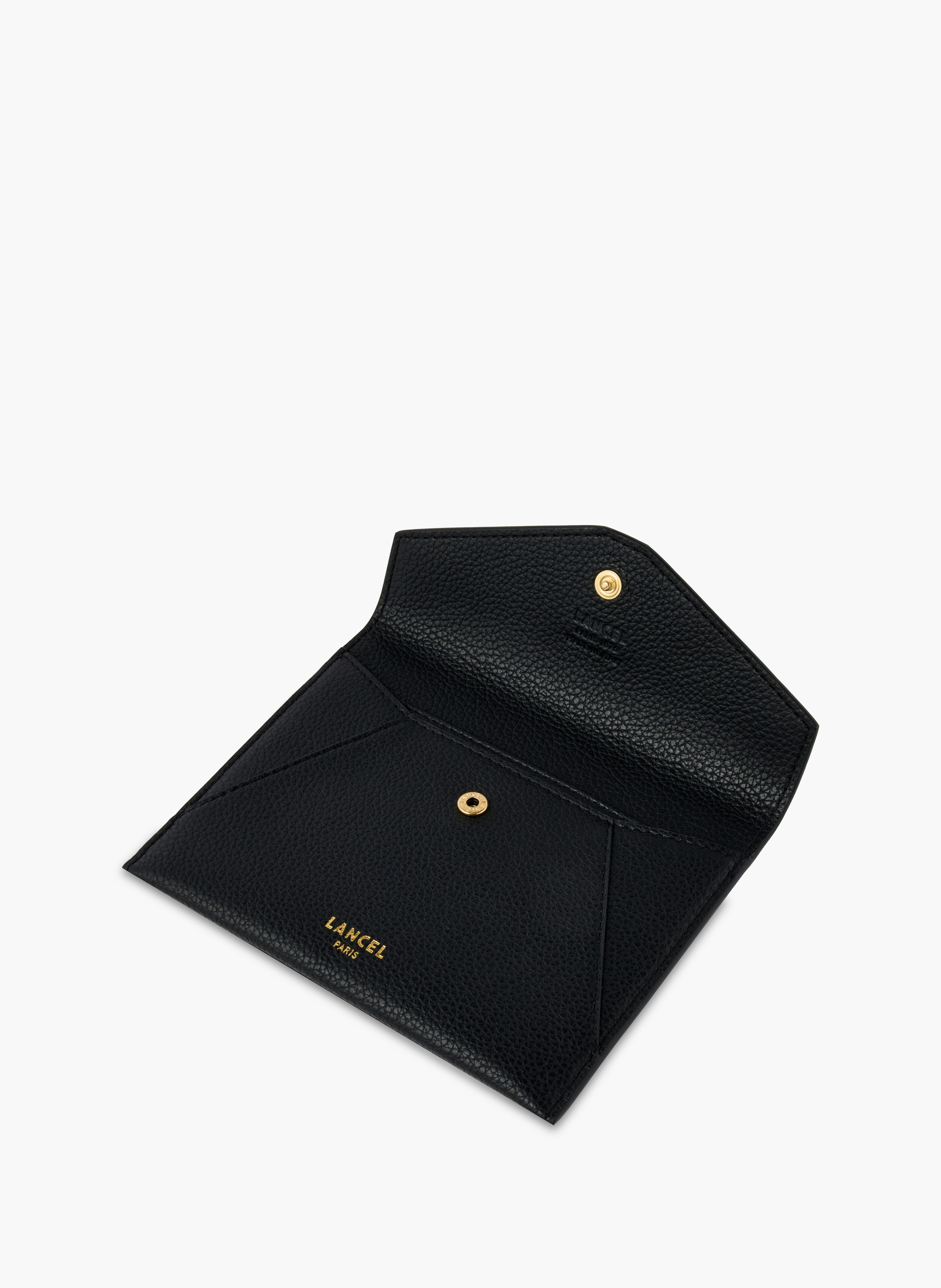 Enveloppe rabat m enveloppe de lancel en cuir LANCEL Noir