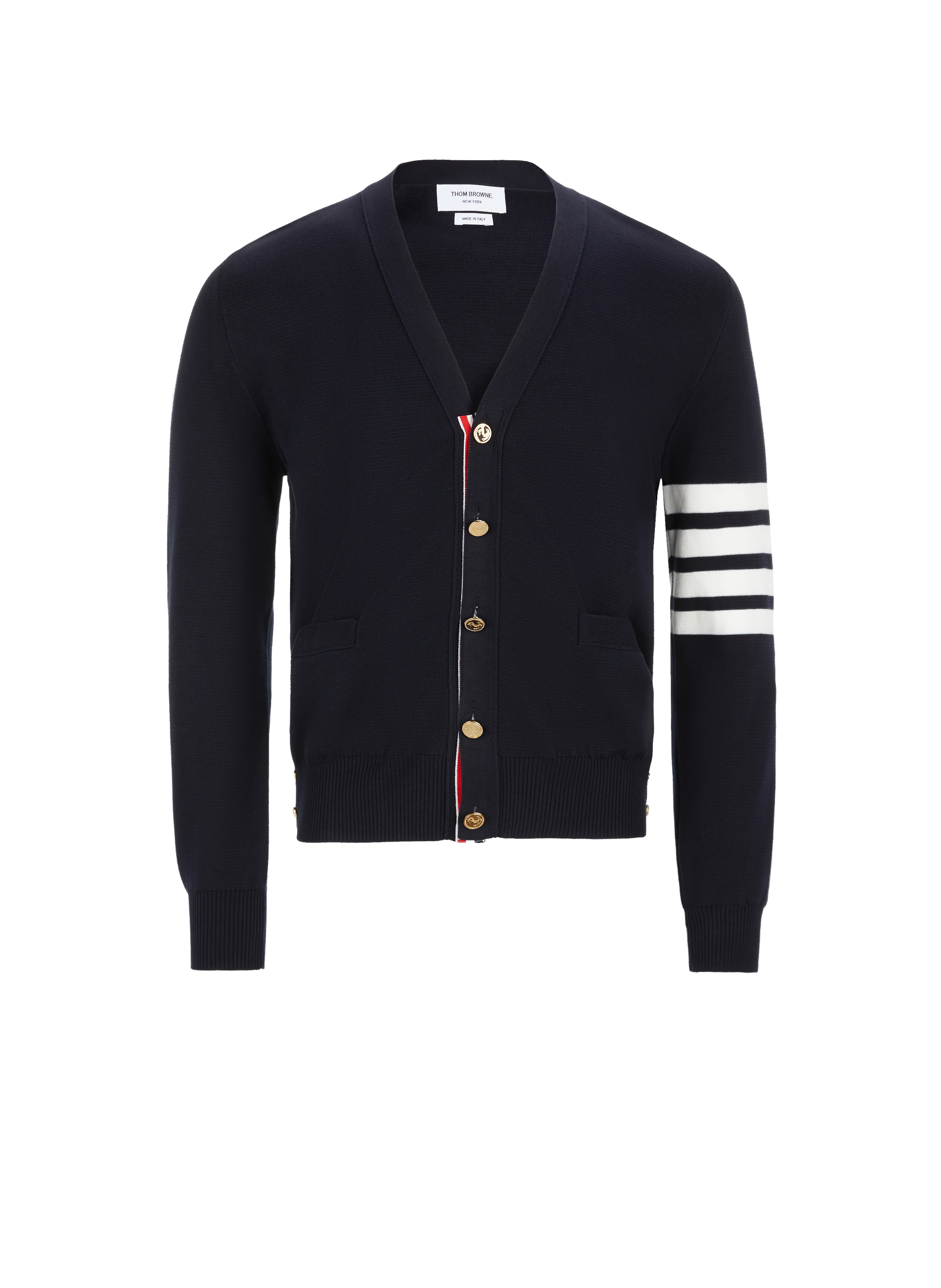 THOM BROWNE Milano Stitch 4-bar cotton Cardigan Blue