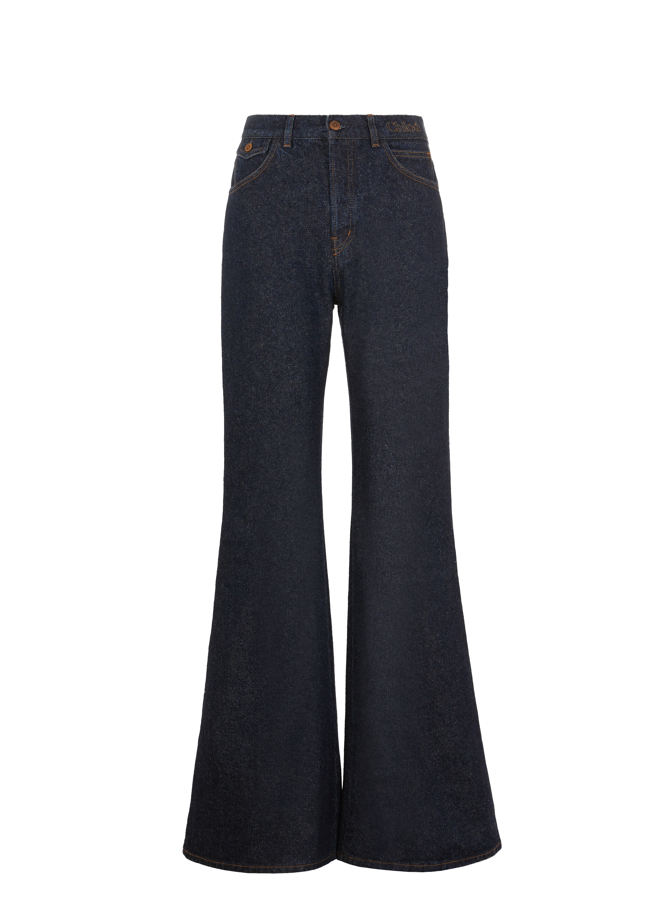 CHLOÉ Flared cotton and hemp jeans Blue