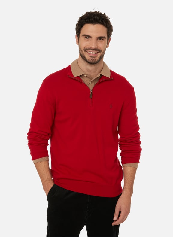 Pull col zippé en laine Rouge by POLO RALPH LAUREN POLO RALPH LAUREN Pull col zippé en laine Rouge