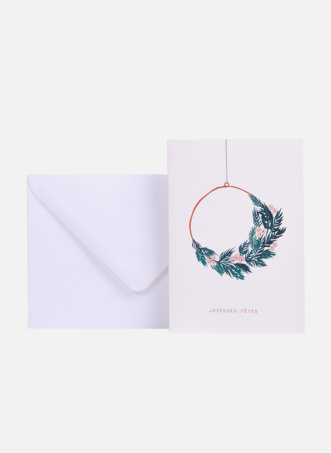 Joyeuses fêtes (happy holidays) wreath postcard SEASON PAPER