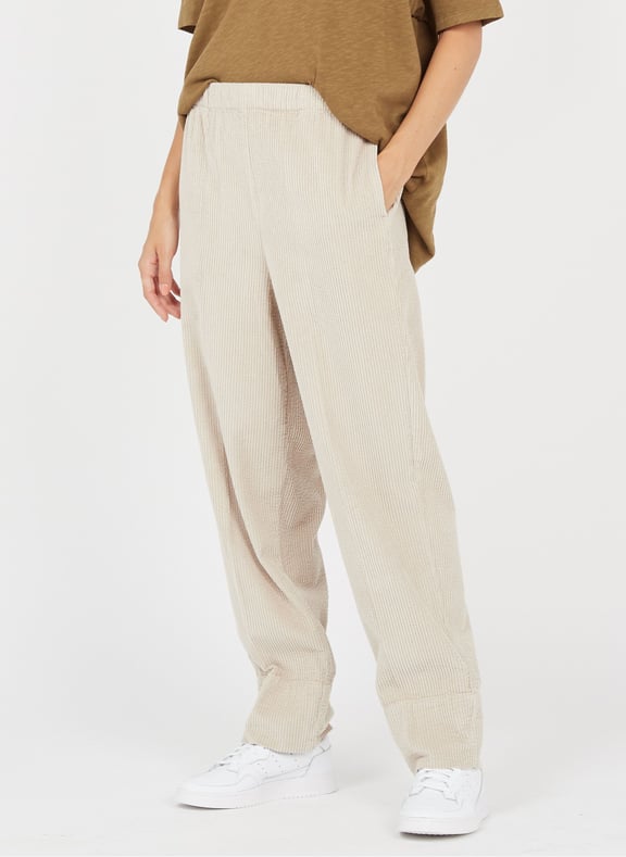 Pantalon large taille haute en velours côtelé padow Beige by AMERICAN VINTAGE AMERICAN VINTAGE Pantalon large taille haute en velours côtelé padow Beige