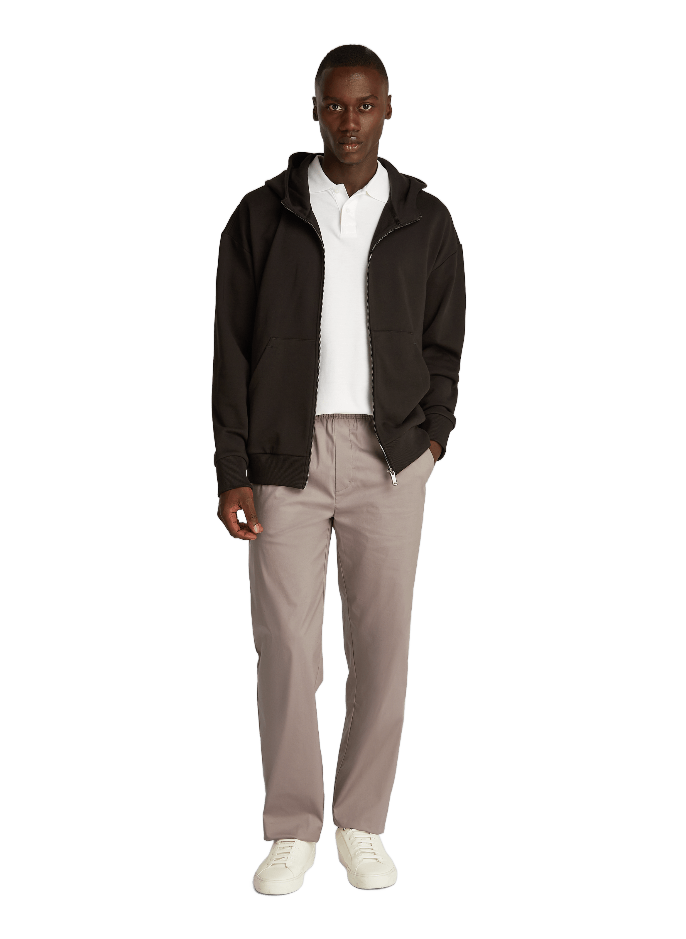 Cotton blend straight trousers CALVIN KLEIN Beige