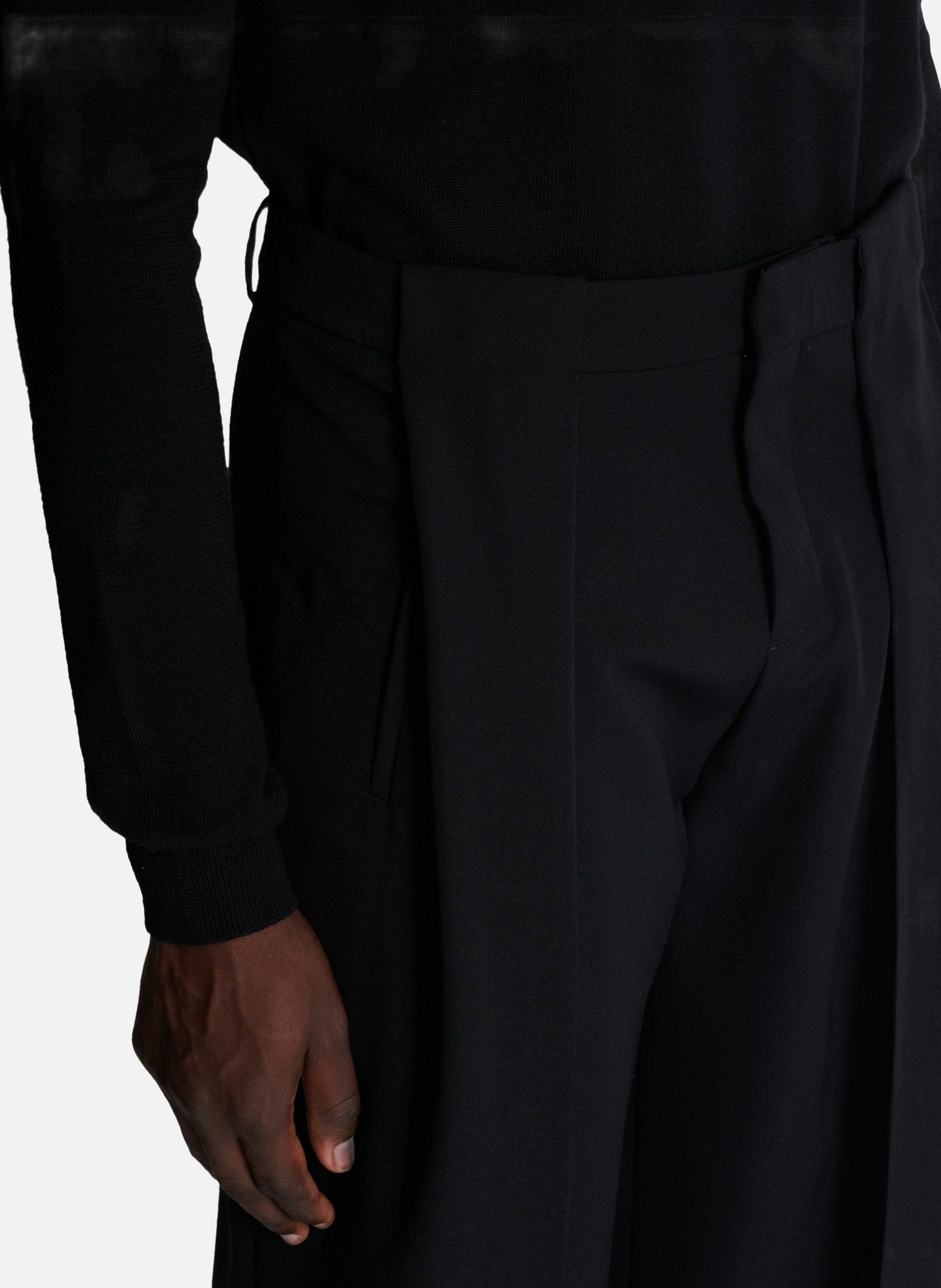 Pantalon à plis en grain de poudre BALMAIN Noir