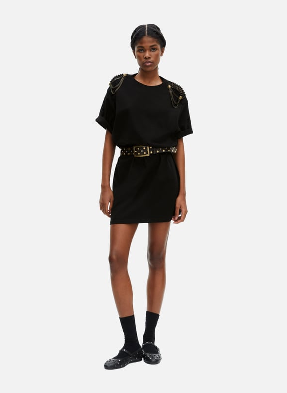 Robe courte avec épaulettes Noir by THE KOOPLES THE KOOPLES Robe courte avec épaulettes Noir