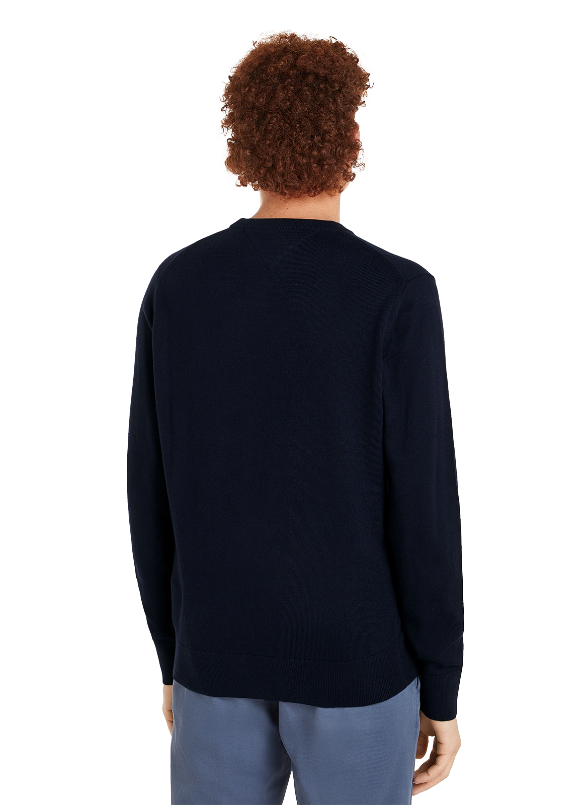 Pull col rond en coton et cachemire TOMMY HILFIGER Bleu