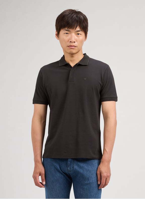 Short sleeve cotton polo shirt Black by EMPORIO ARMANI EMPORIO ARMANI Short sleeve cotton polo shirt Black