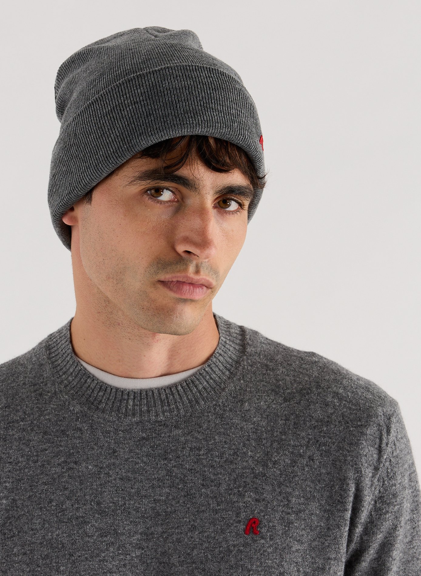 Plain beanie with fold-over cuff REPLAY Grey