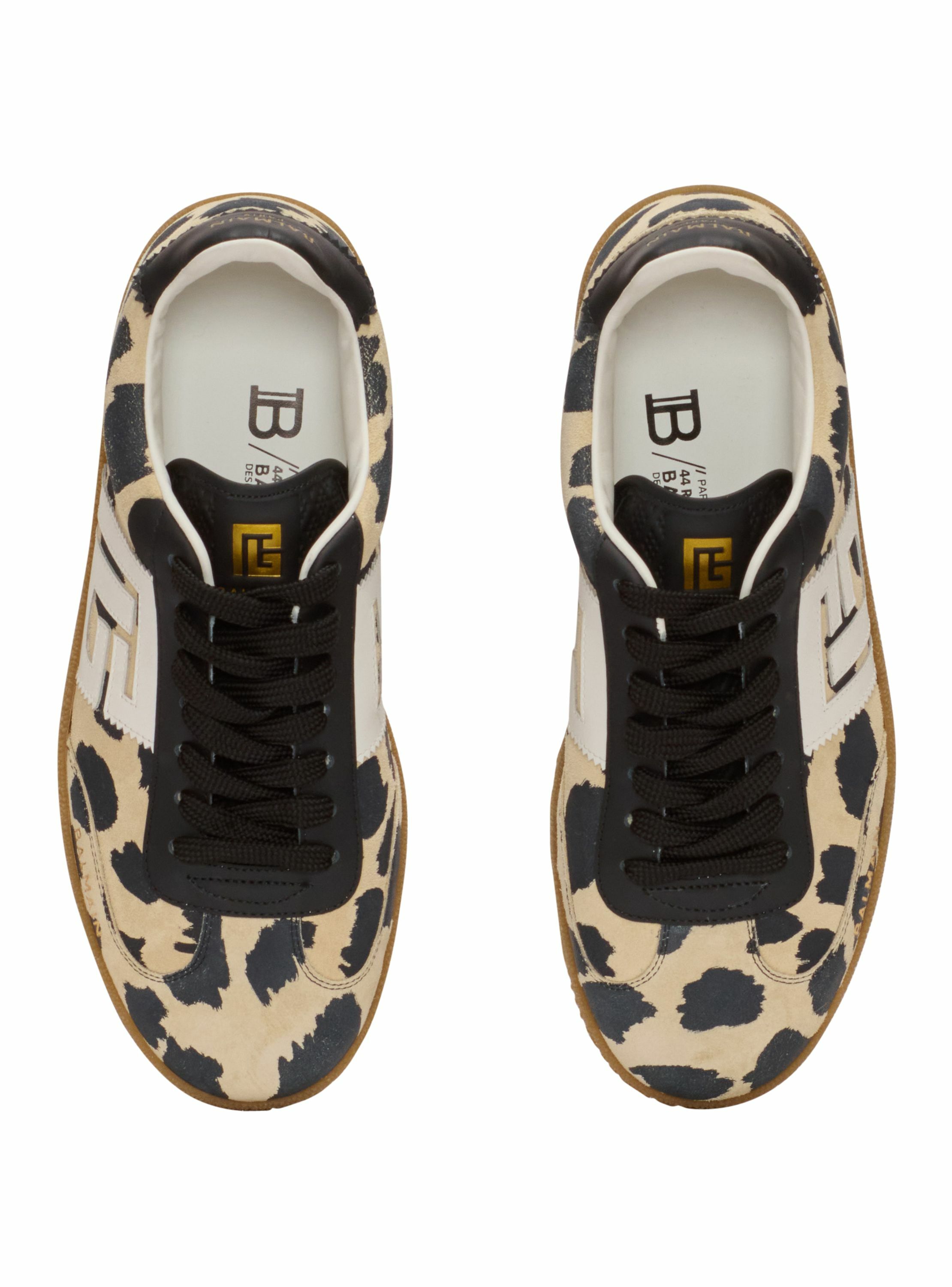 Baskets balmain swan en cuir suédé imprimé léopard BALMAIN Marron