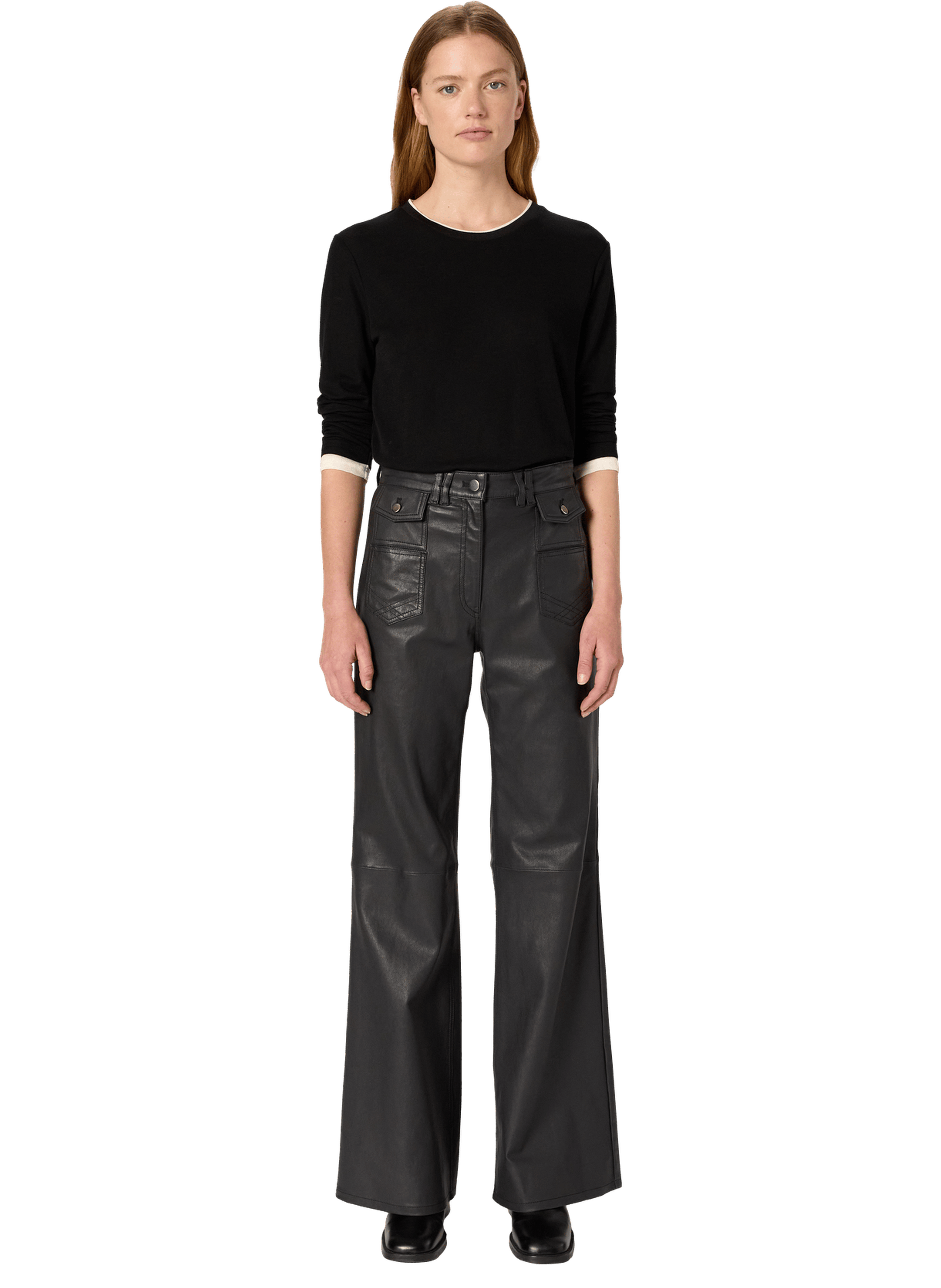 Pantalon flare en cuir - cynthia GERARD DAREL Noir